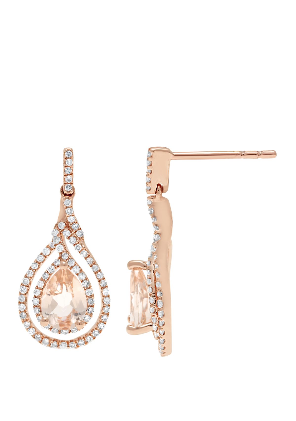1.2 ct. t.w. Morganite and 3/8 ct. t.w. Diamond Earrings