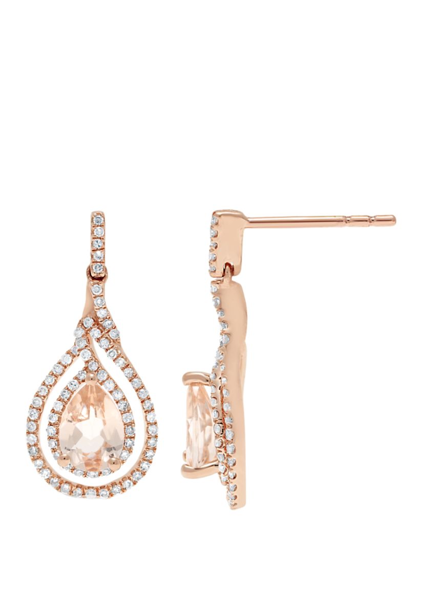 1.2 ct. t.w. Morganite and 3/8 ct. t.w. Diamond Earrings