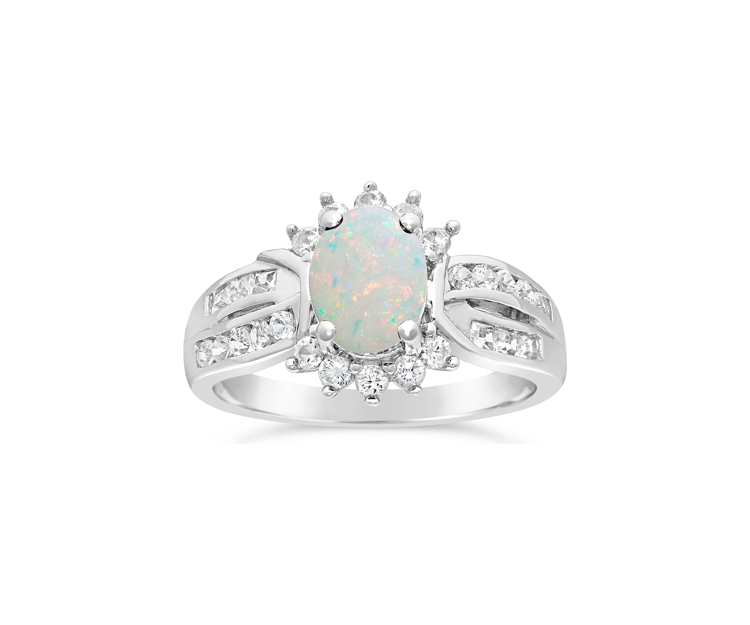 Lab Created 0.7 ct. t.w. Created Opal and White Topaz Ring in Sterling Silver