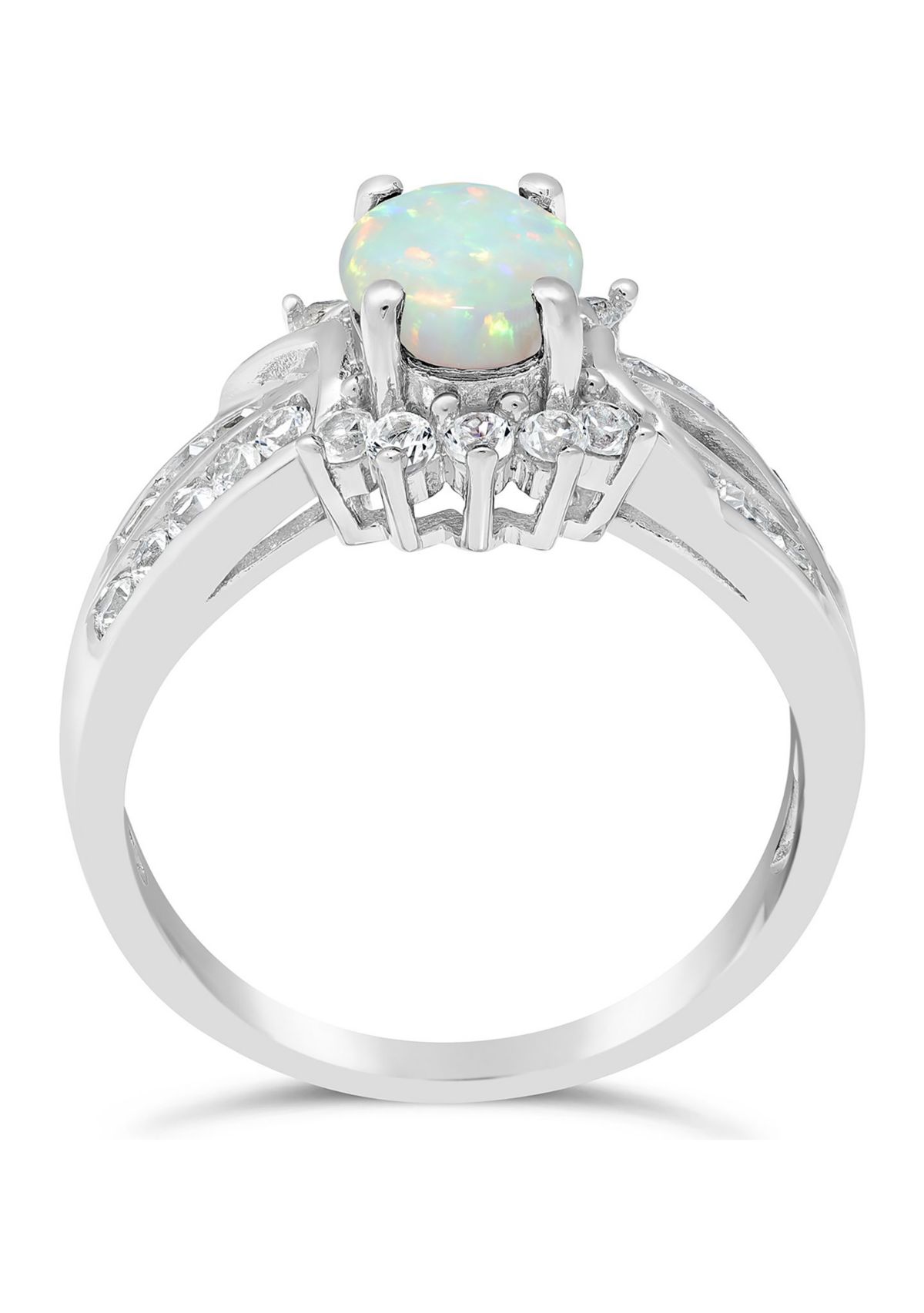 Lab Created 0.7 ct. t.w. Created Opal and White Topaz Ring in Sterling Silver