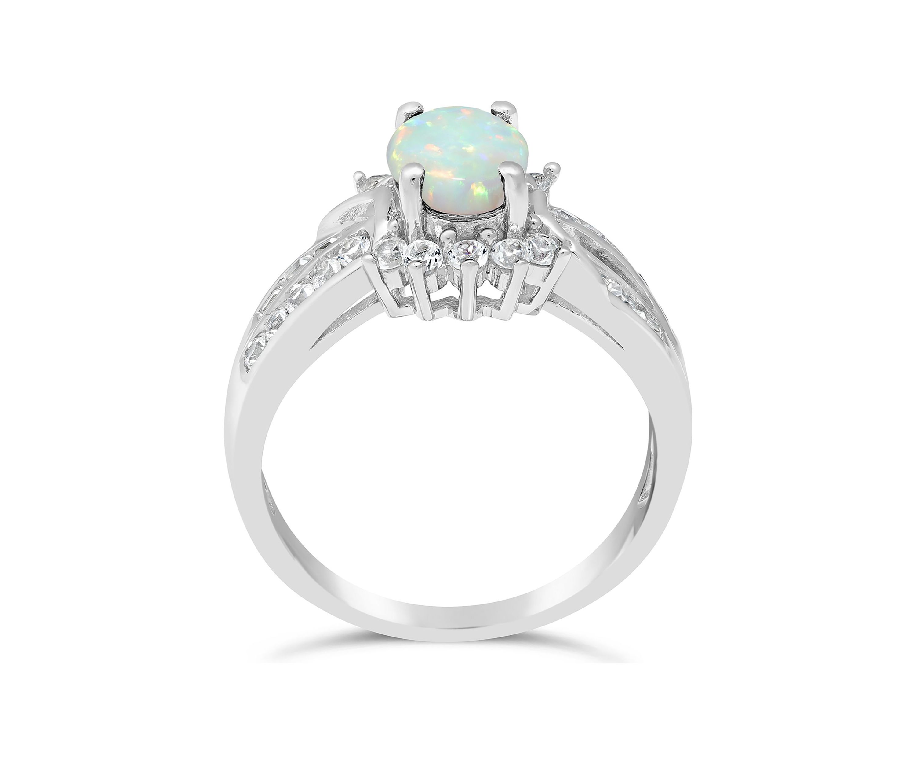 Lab Created 0.7 ct. t.w. Created Opal and White Topaz Ring in Sterling Silver