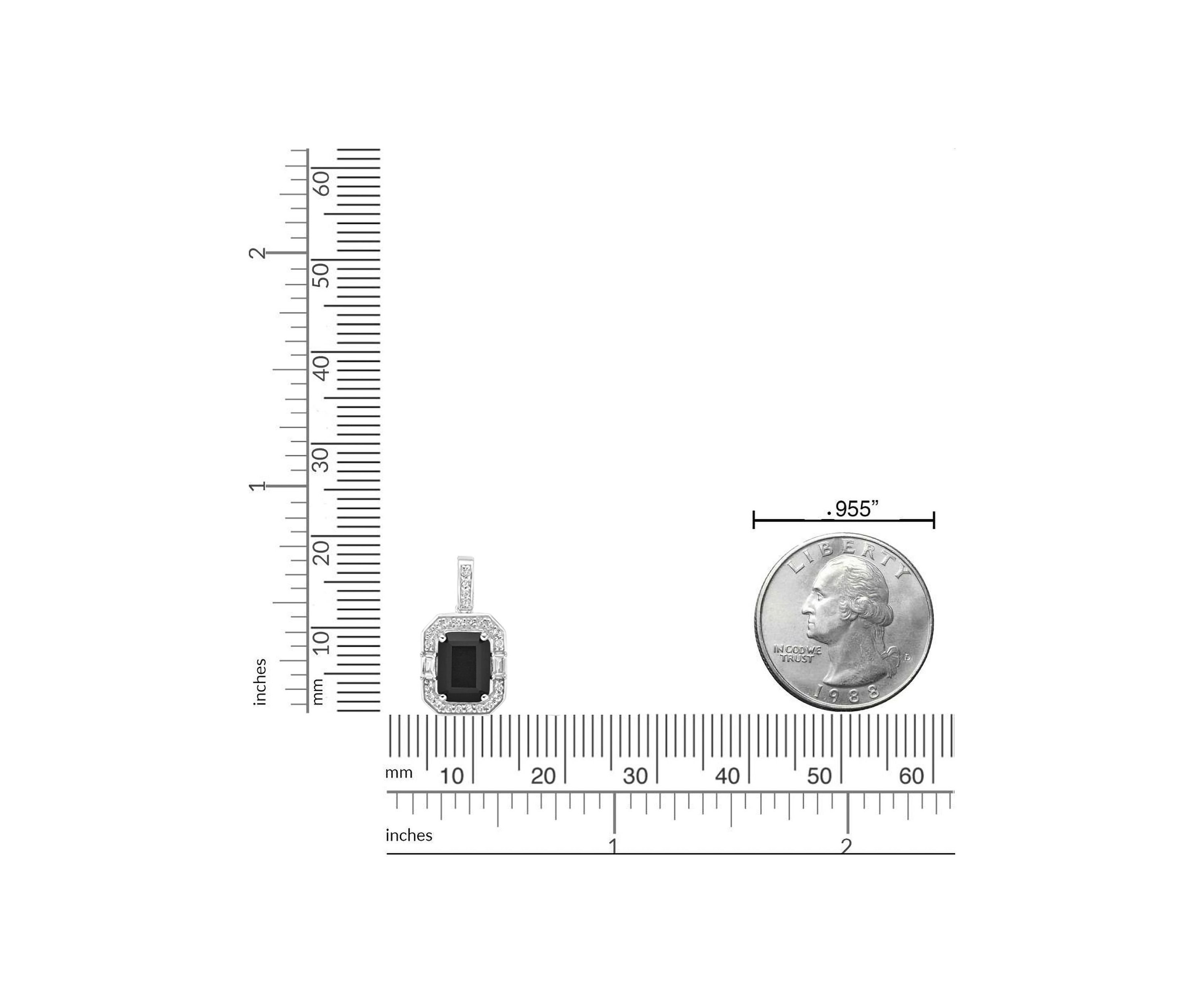 1.6 ct. t.w. Black Onyx and 1/4 ct. t.w. White Topaz Pendant Necklace in Sterling Silver