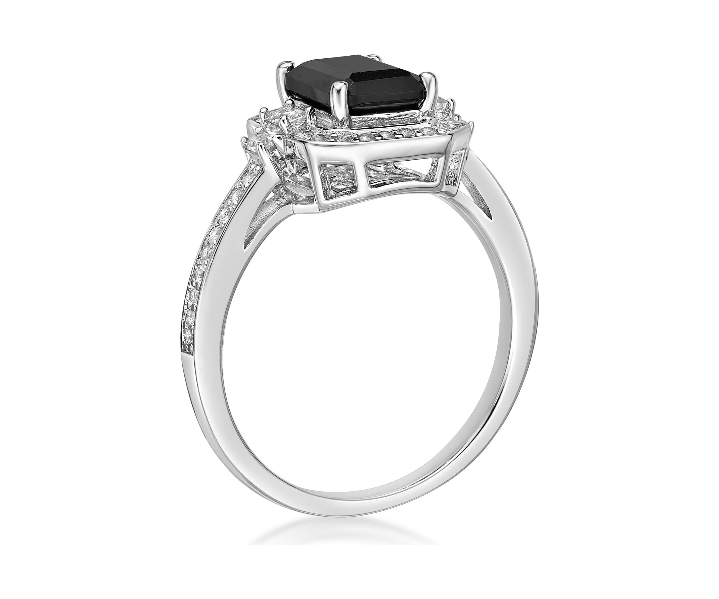1.6 ct. t.w. Black Onyx and 3/8 ct. t.w. White Topaz Ring in Sterling Silver