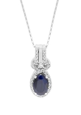 Belk & Co 1 Ct. T.w. Sapphire And 1/6 Ct. T.w. Diamond Pendant Necklace