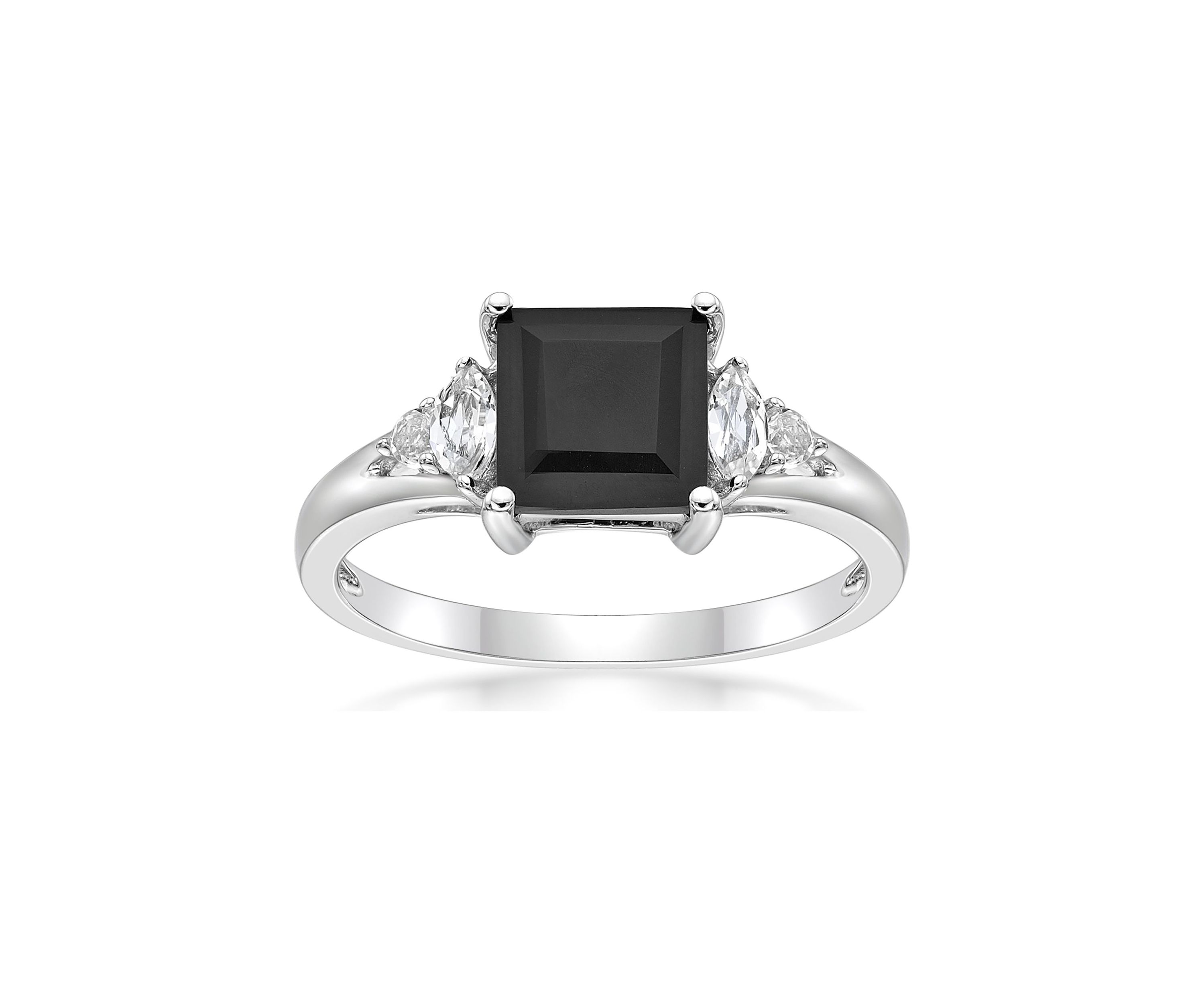 1.45 ct. t.w. Black Onyx and 1/5 ct. t.w. White Topaz Ring in Sterling Silver
