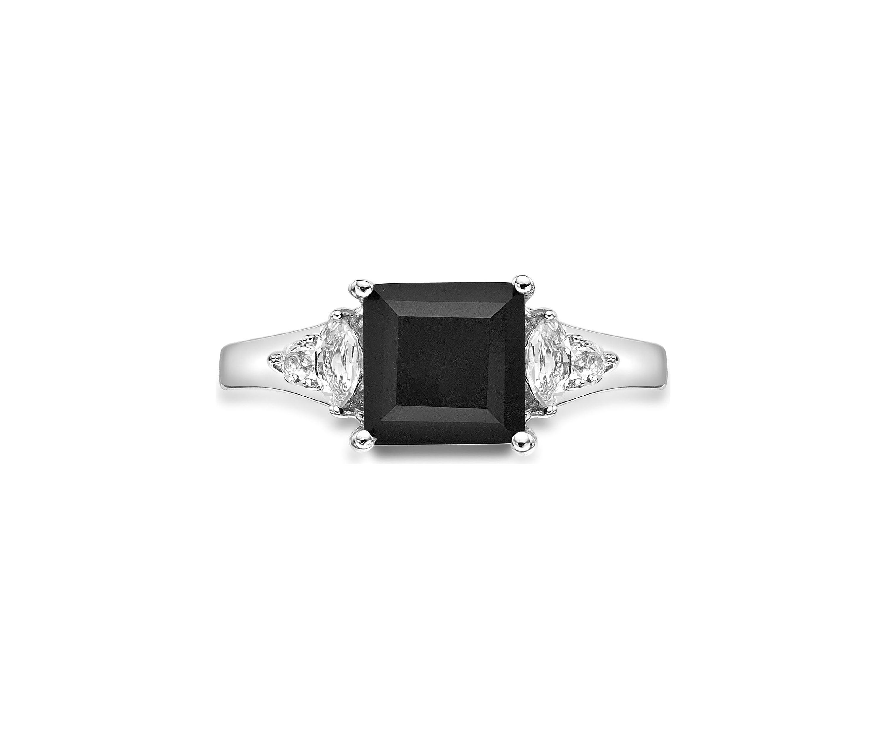 1.45 ct. t.w. Black Onyx and 1/5 ct. t.w. White Topaz Ring in Sterling Silver