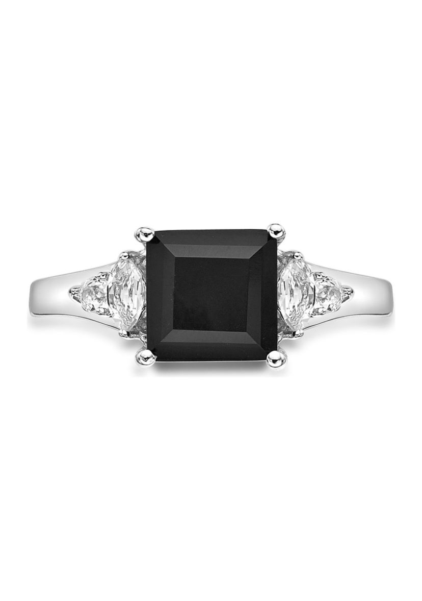 1.45 ct. t.w. Black Onyx and 1/5 ct. t.w. White Topaz Ring in Sterling Silver