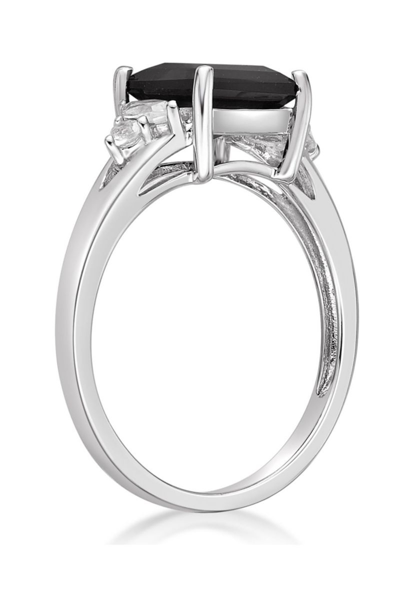 1.45 ct. t.w. Black Onyx and 1/5 ct. t.w. White Topaz Ring in Sterling Silver