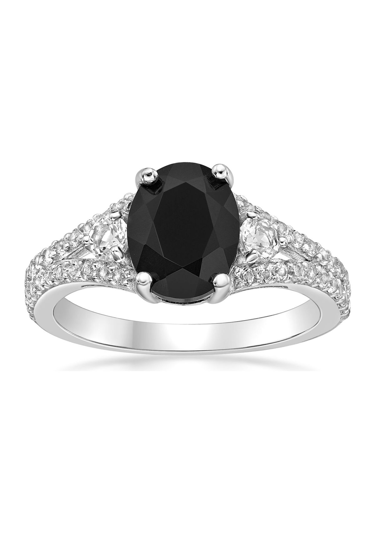 1.9 ct. t.w. Black Onyx and 5/8 ct. t.w. White Topaz Ring in Sterling Silver
