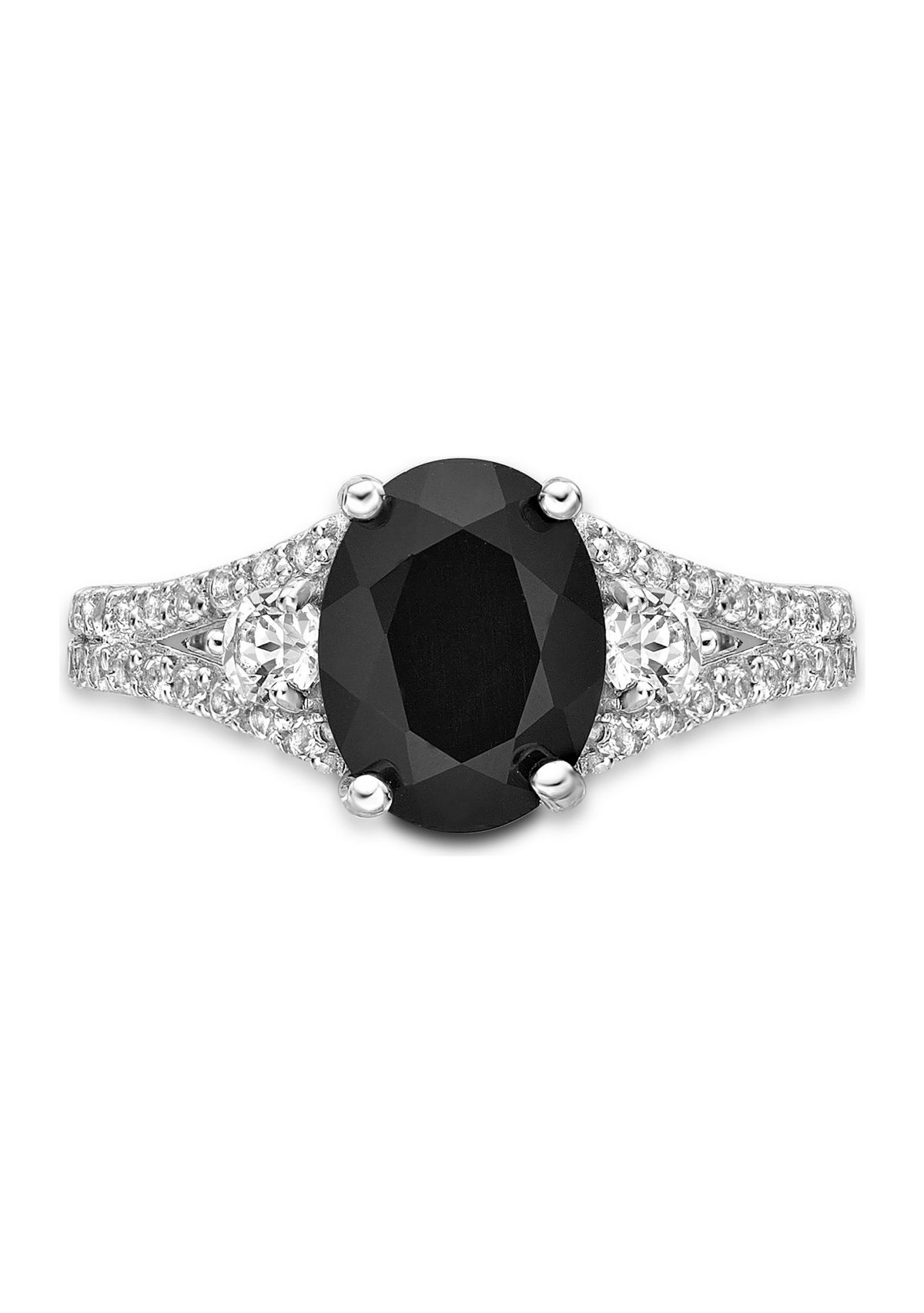1.9 ct. t.w. Black Onyx and 5/8 ct. t.w. White Topaz Ring in Sterling Silver