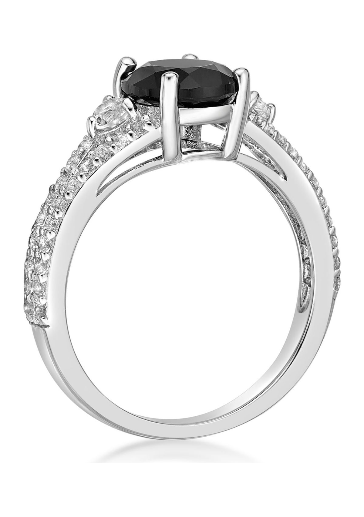 1.9 ct. t.w. Black Onyx and 5/8 ct. t.w. White Topaz Ring in Sterling Silver