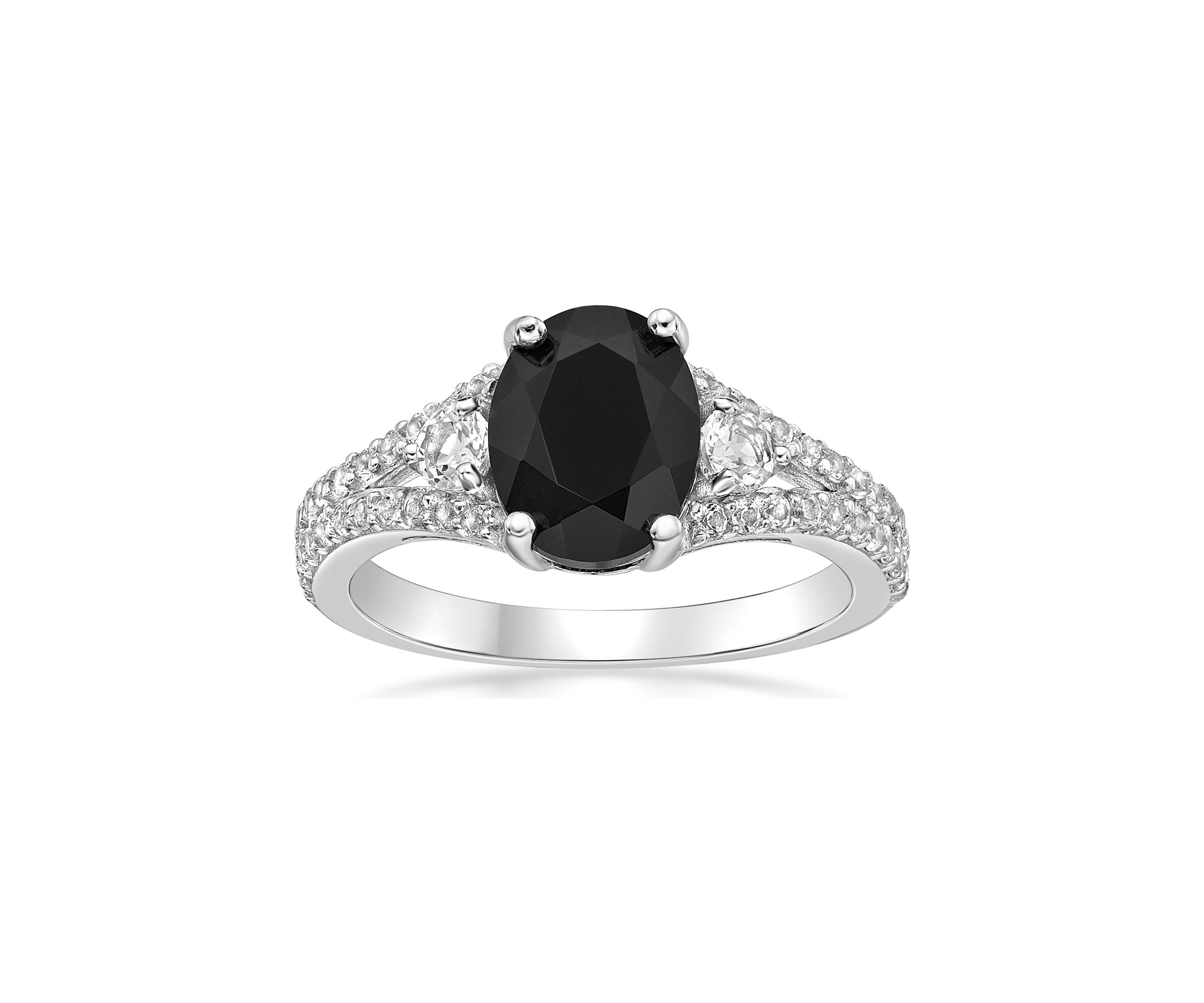 1.9 ct. t.w. Black Onyx and 5/8 ct. t.w. White Topaz Ring in Sterling Silver