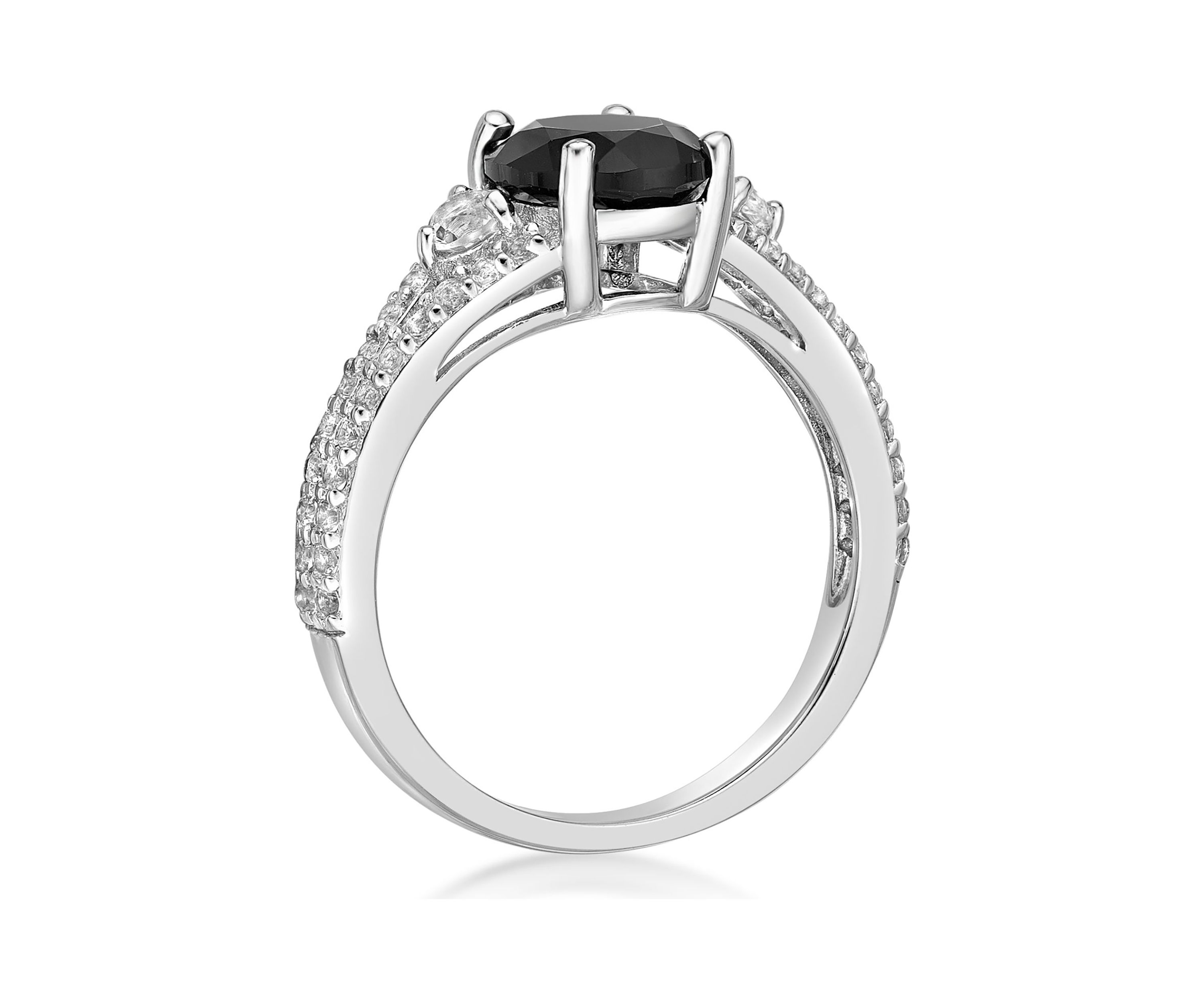 1.9 ct. t.w. Black Onyx and 5/8 ct. t.w. White Topaz Ring in Sterling Silver
