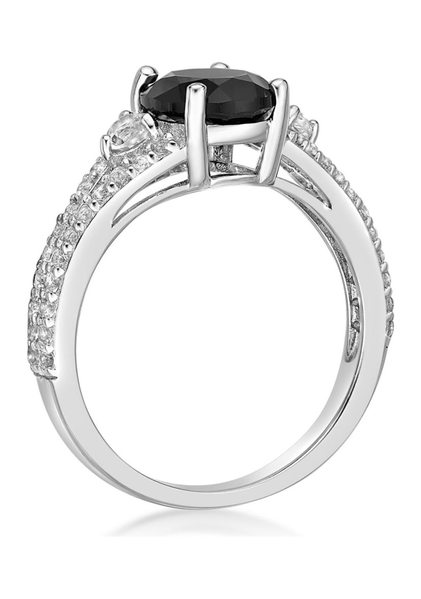 1.9 ct. t.w. Black Onyx and 5/8 ct. t.w. White Topaz Ring in Sterling Silver