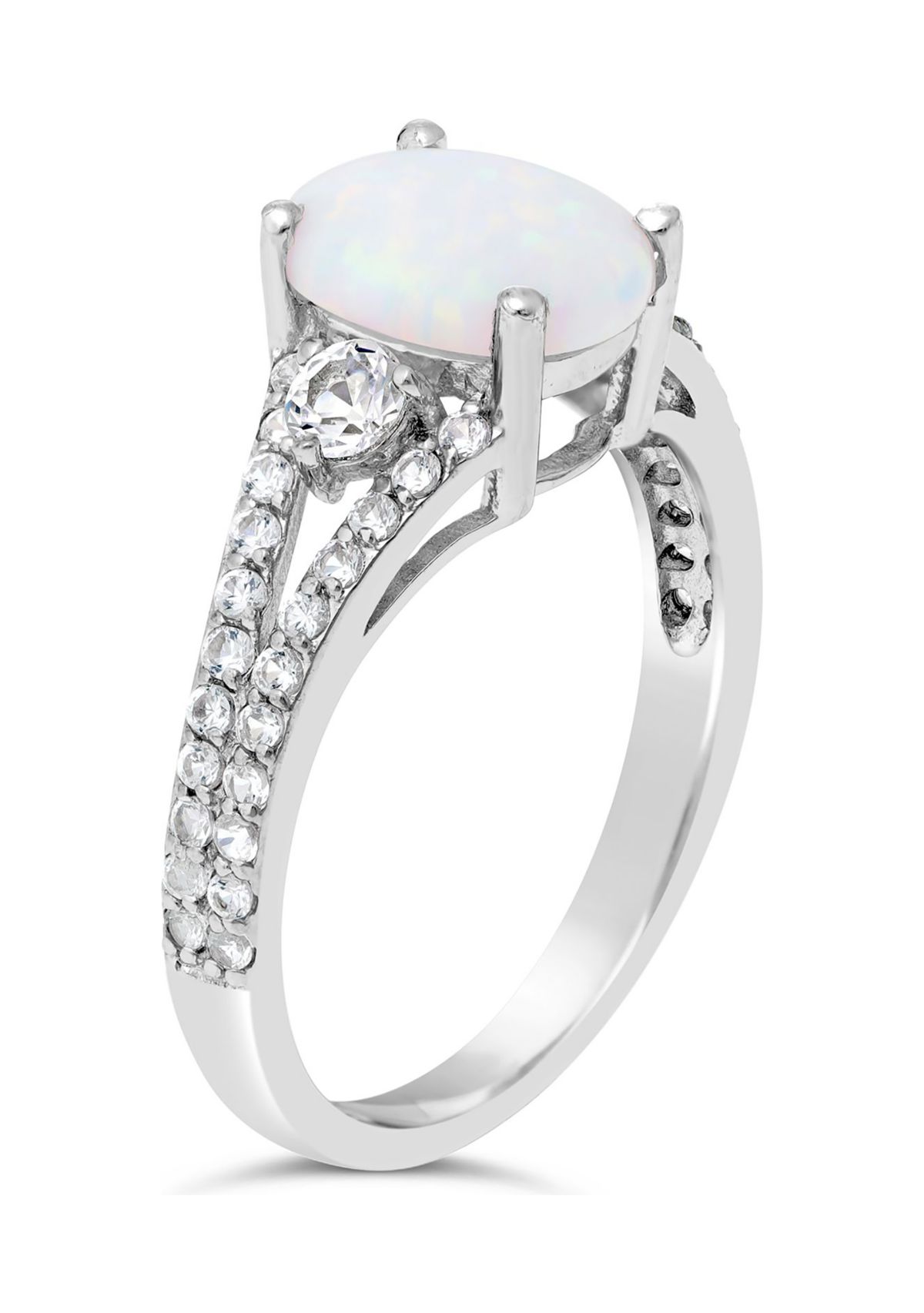 Lab Created 1 ct. t.w. Created Opal and White Topaz Ring in Sterling Silver