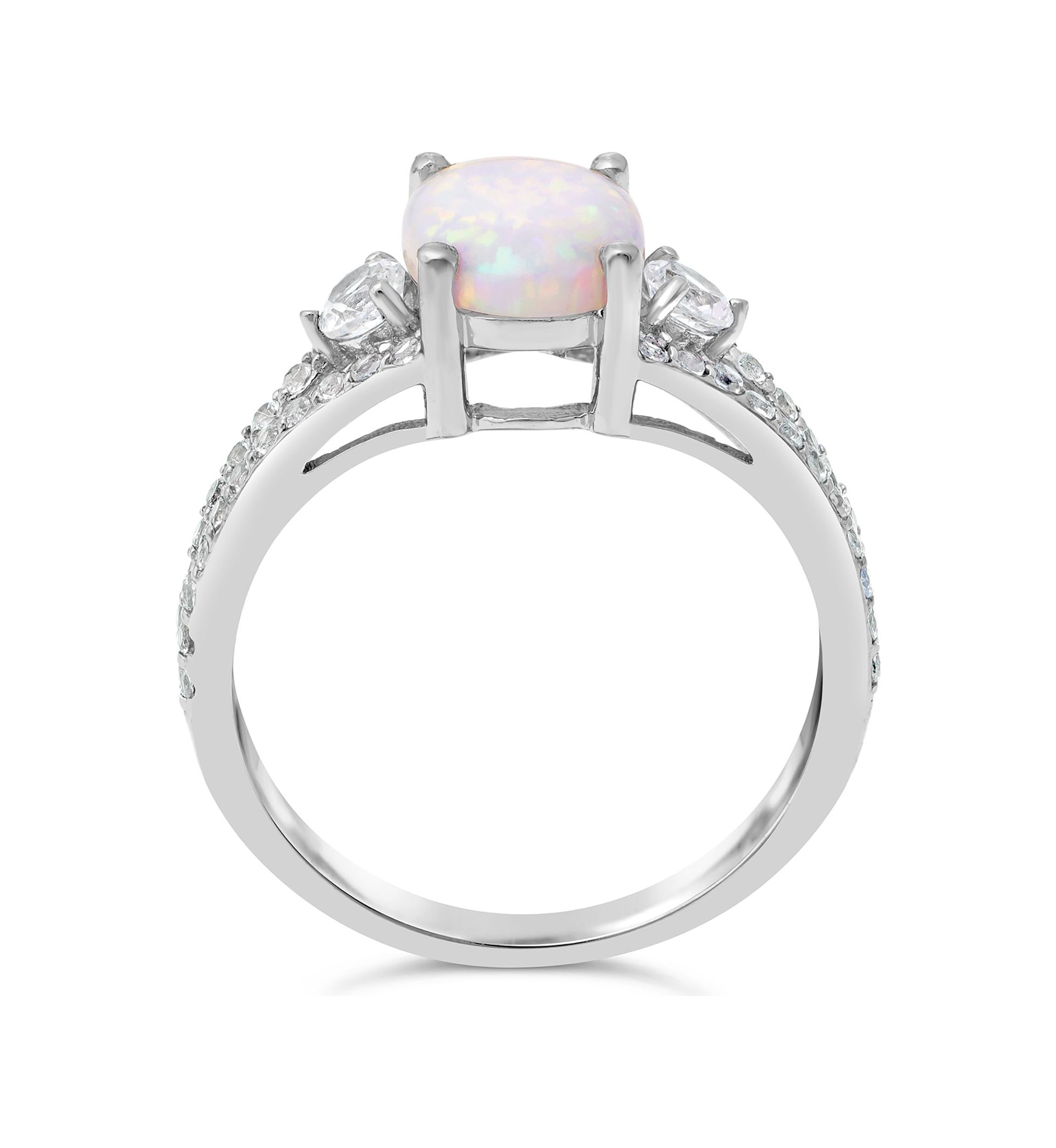 Lab Created 1 ct. t.w. Created Opal and White Topaz Ring in Sterling Silver