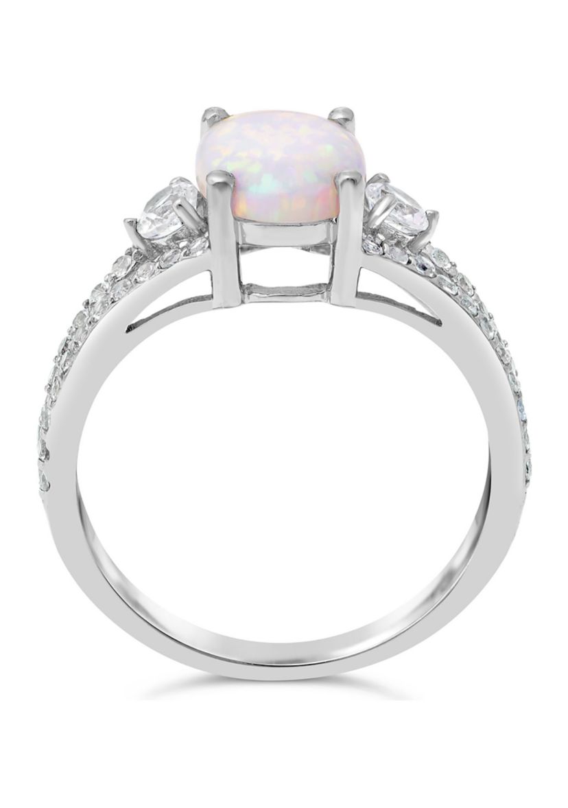 Lab Created 1 ct. t.w. Created Opal and White Topaz Ring in Sterling Silver