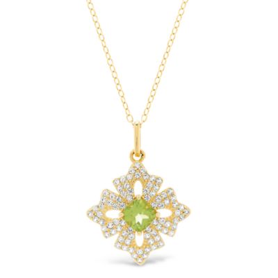 Gemminded Women's Peridot Necklace in Yellow Gold-Plated Sterling Silver, 18 in