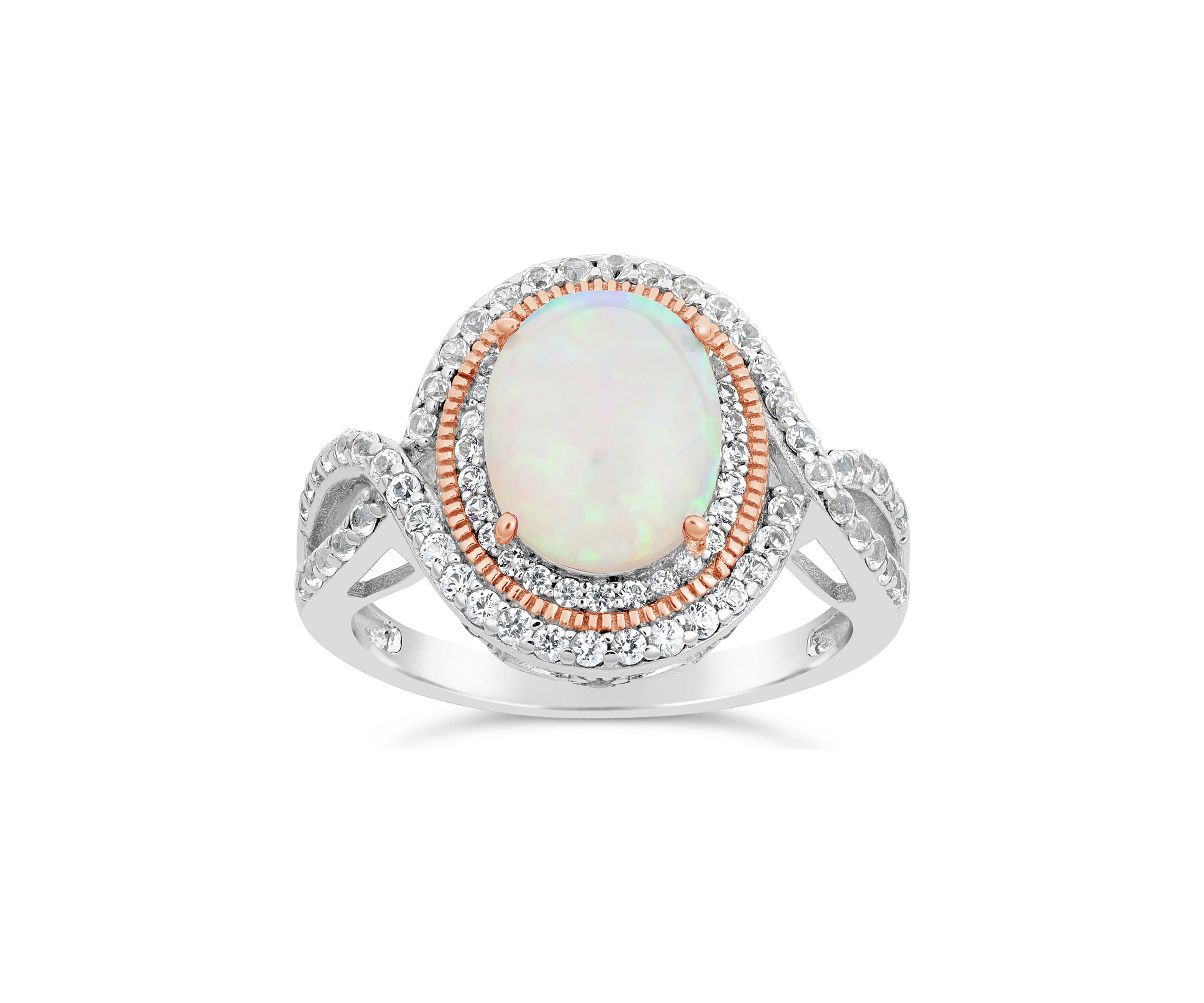 Lab Created 1.5 ct. t.w. Created Opal and White Topaz Ring in Sterling Silver