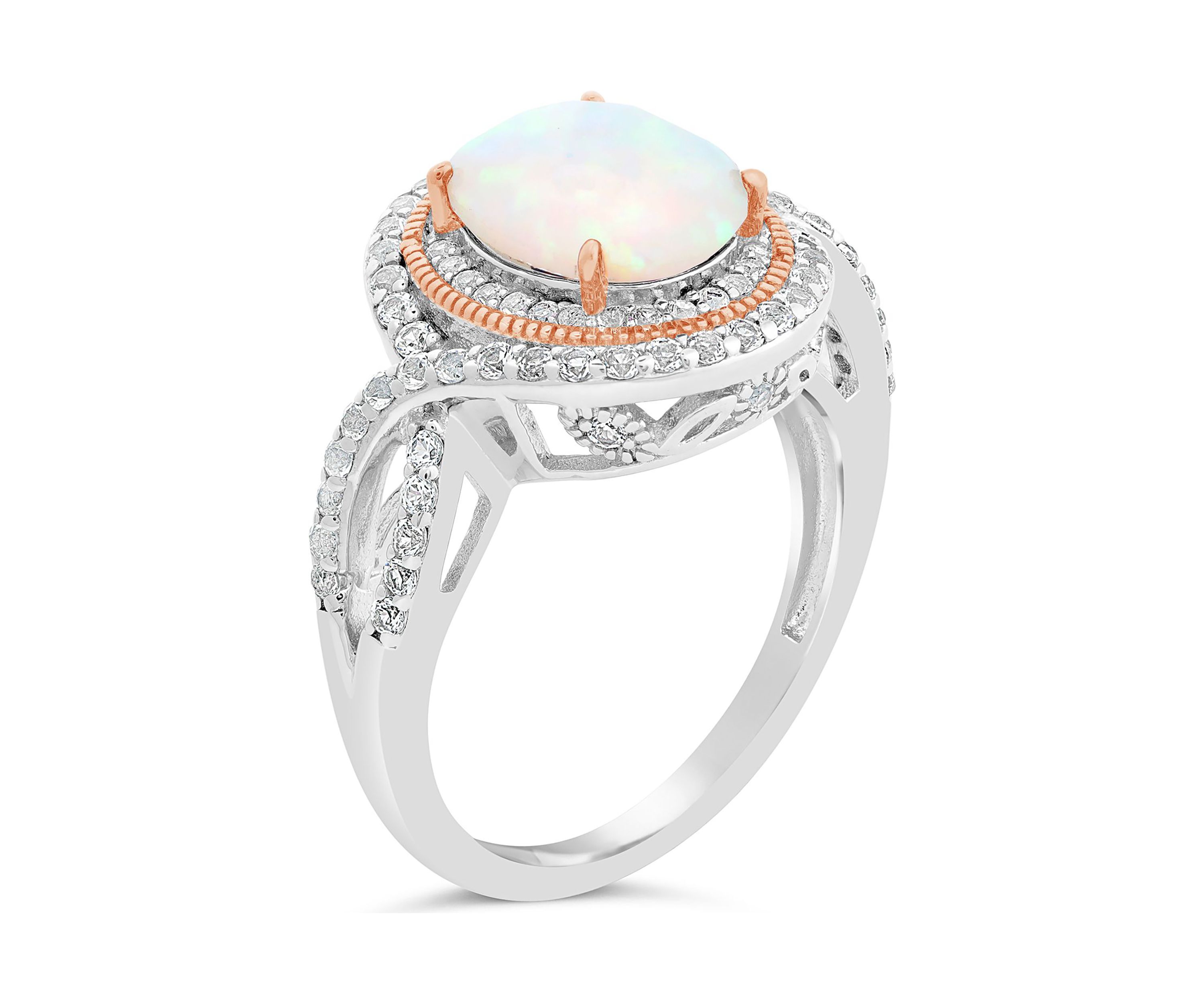 Lab Created 1.5 ct. t.w. Created Opal and White Topaz Ring in Sterling Silver