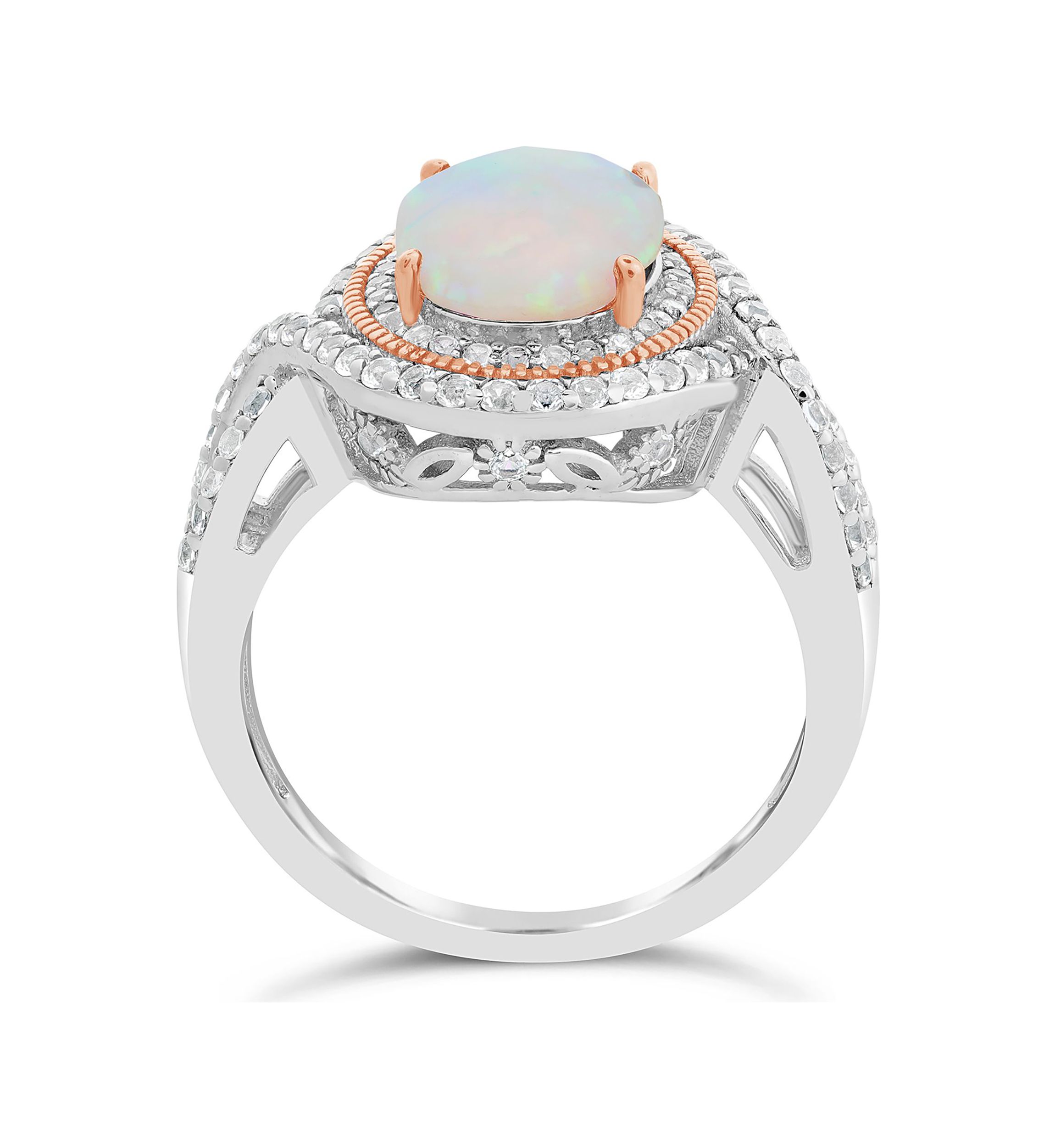 Lab Created 1.5 ct. t.w. Created Opal and White Topaz Ring in Sterling Silver