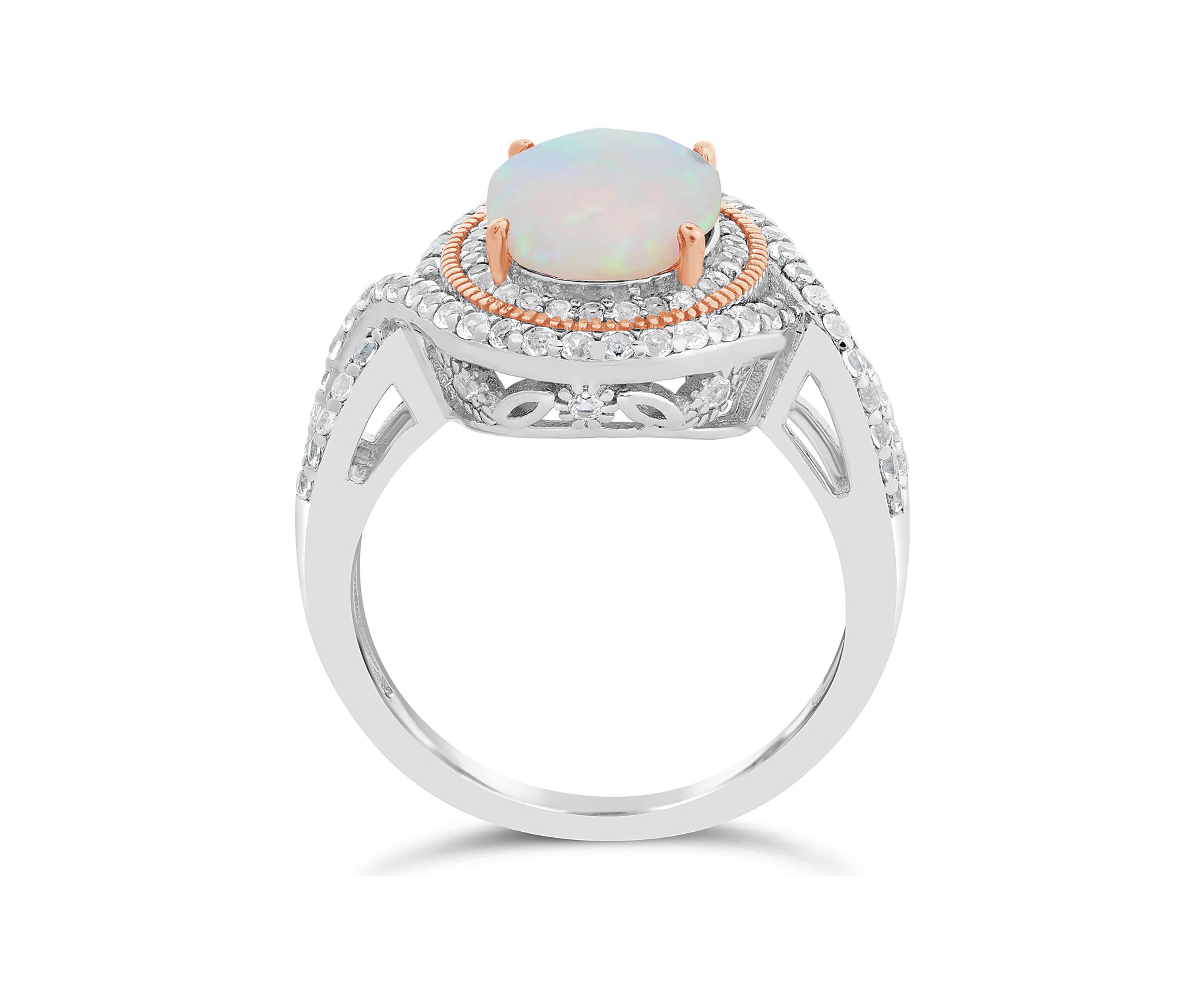 Lab Created 1.5 ct. t.w. Created Opal and White Topaz Ring in Sterling Silver
