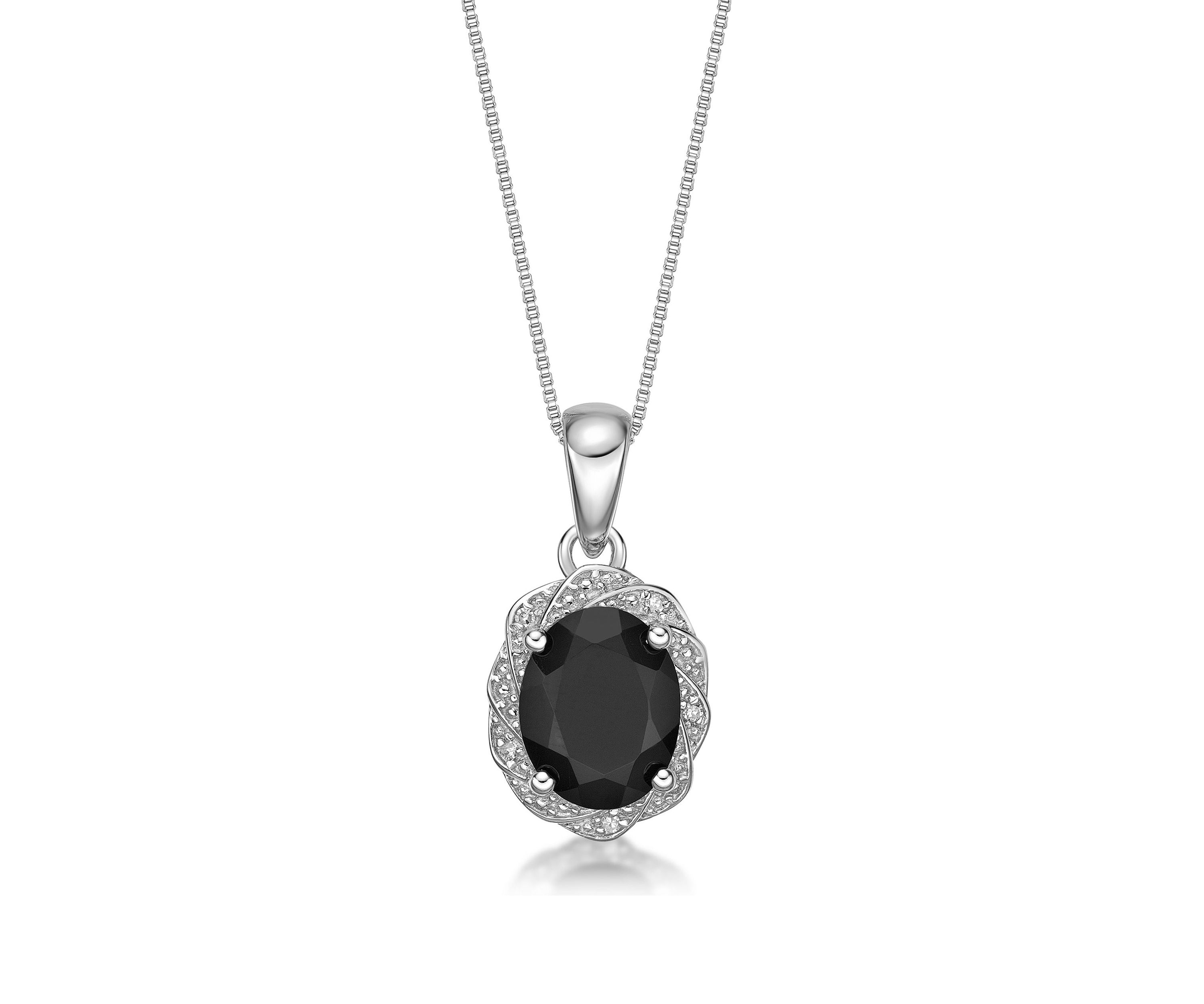 1 ct. t.w. Black Onyx and White Topaz Accent Pendant Necklace in Sterling Silver