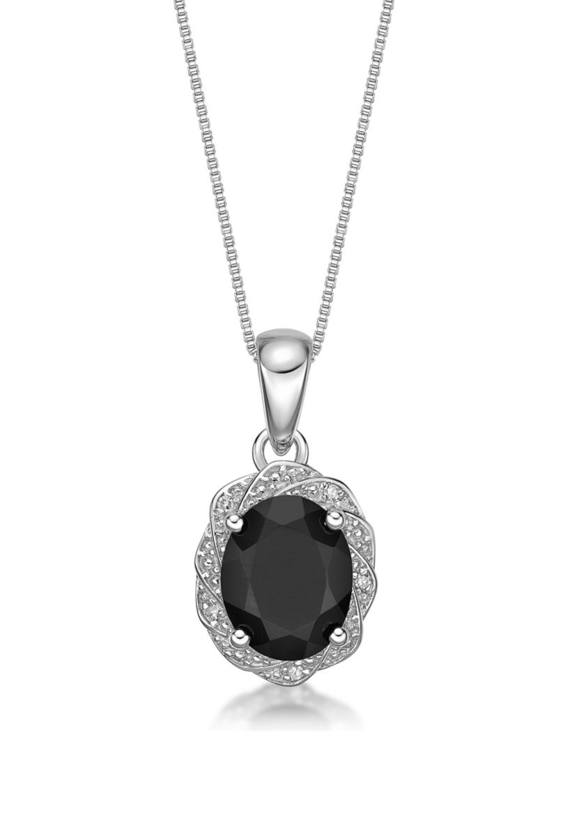 1 ct. t.w. Black Onyx and White Topaz Accent Pendant Necklace in Sterling Silver