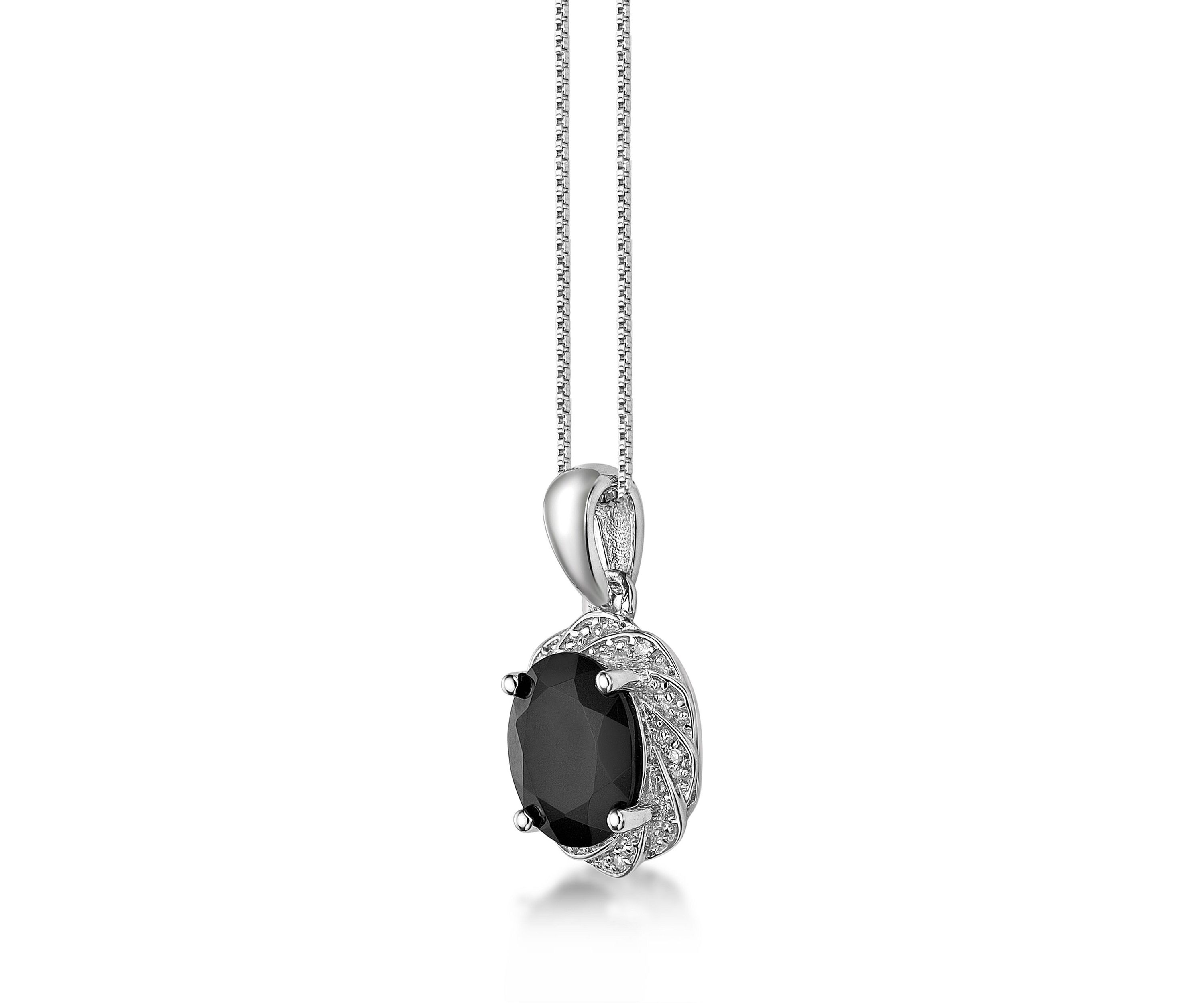1 ct. t.w. Black Onyx and White Topaz Accent Pendant Necklace in Sterling Silver