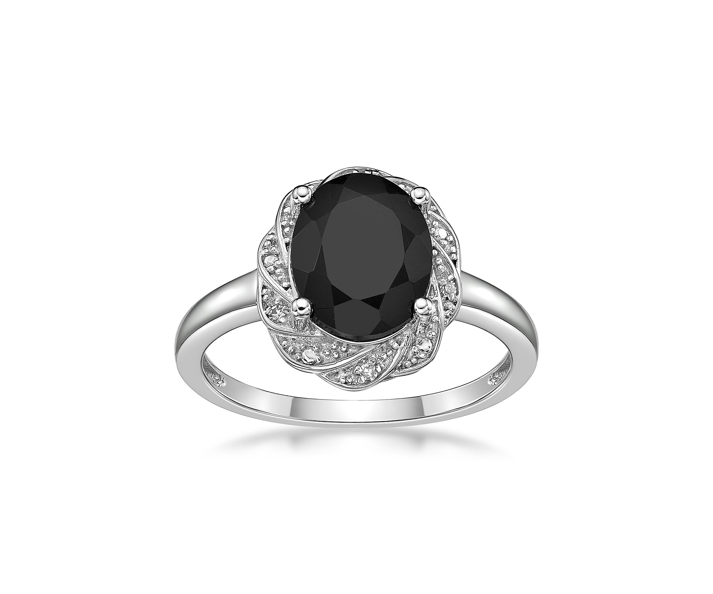 1 ct. t.w. Black Onyx and White Topaz Accent Ring in Sterling Silver