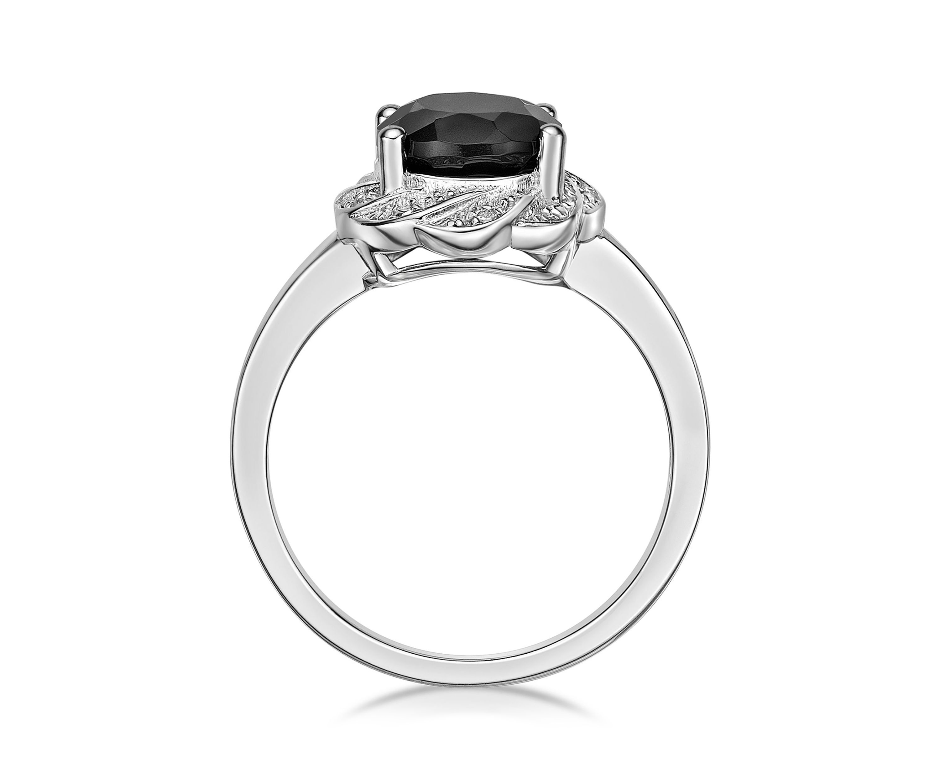 1 ct. t.w. Black Onyx and White Topaz Accent Ring in Sterling Silver
