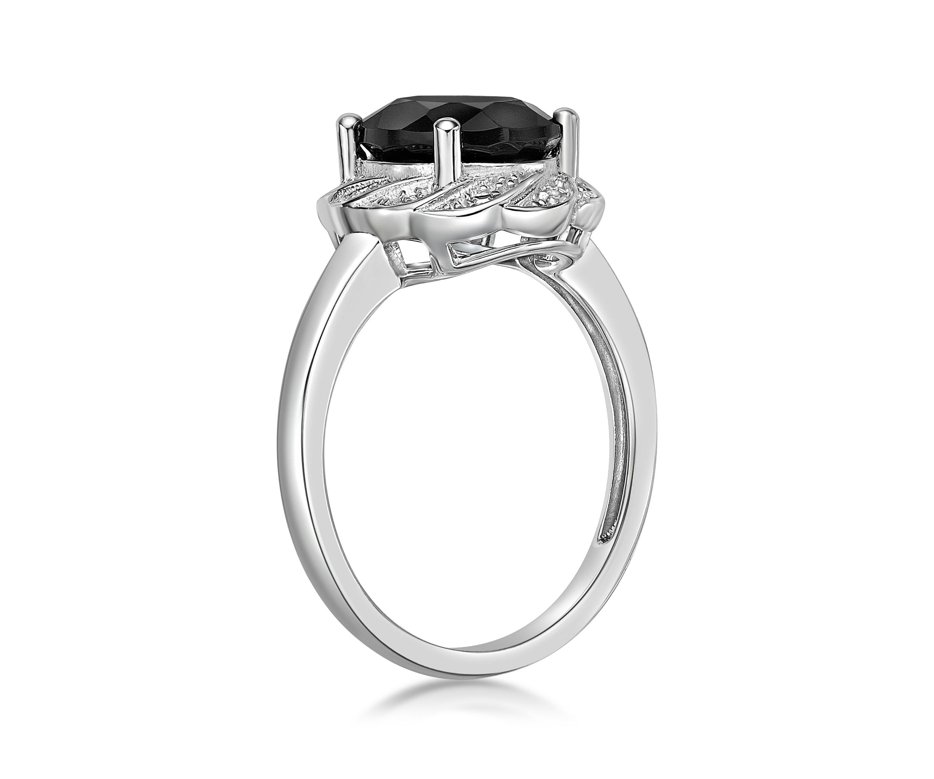 1 ct. t.w. Black Onyx and White Topaz Accent Ring in Sterling Silver