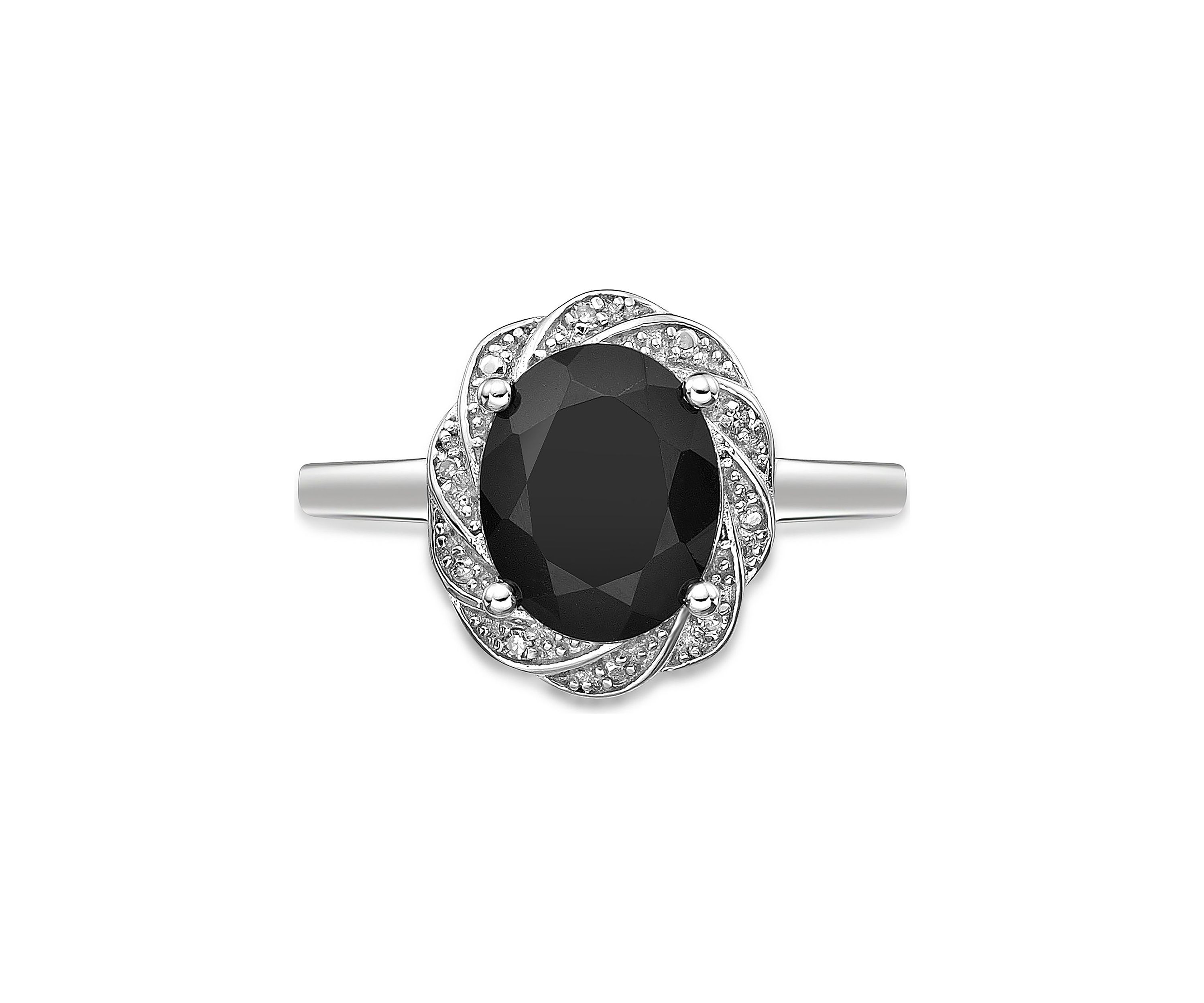 1 ct. t.w. Black Onyx and White Topaz Accent Ring in Sterling Silver