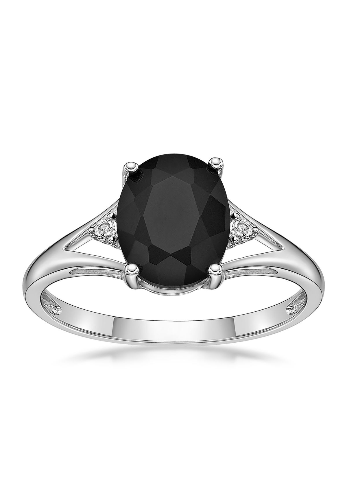 1.9 ct. t.w. Black Onyx and 1/10 ct. t.w. White Topaz Ring in Sterling Silver