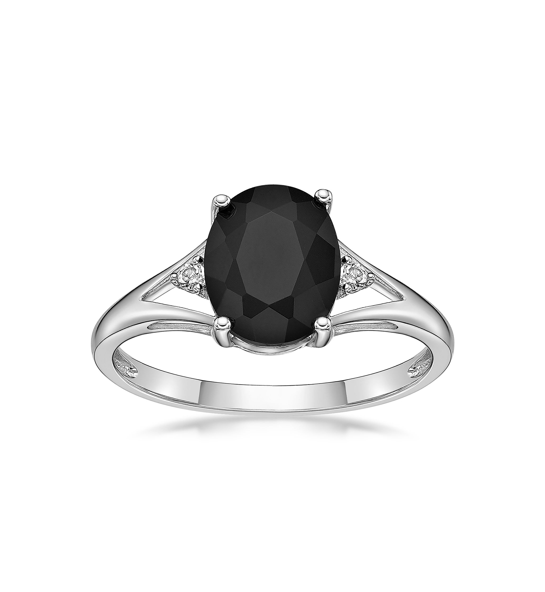1.9 ct. t.w. Black Onyx and 1/10 ct. t.w. White Topaz Ring in Sterling Silver