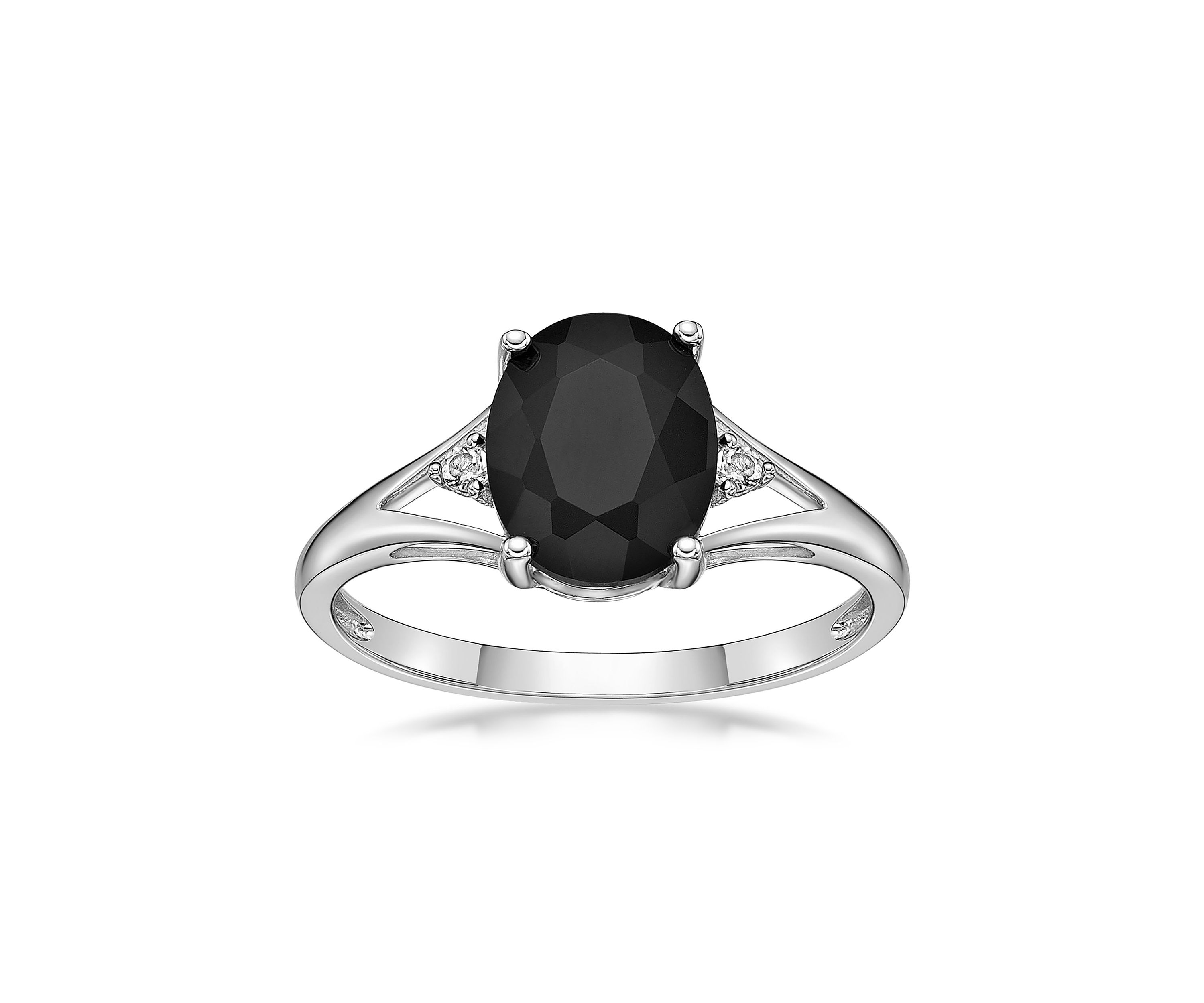 1.9 ct. t.w. Black Onyx and 1/10 ct. t.w. White Topaz Ring in Sterling Silver