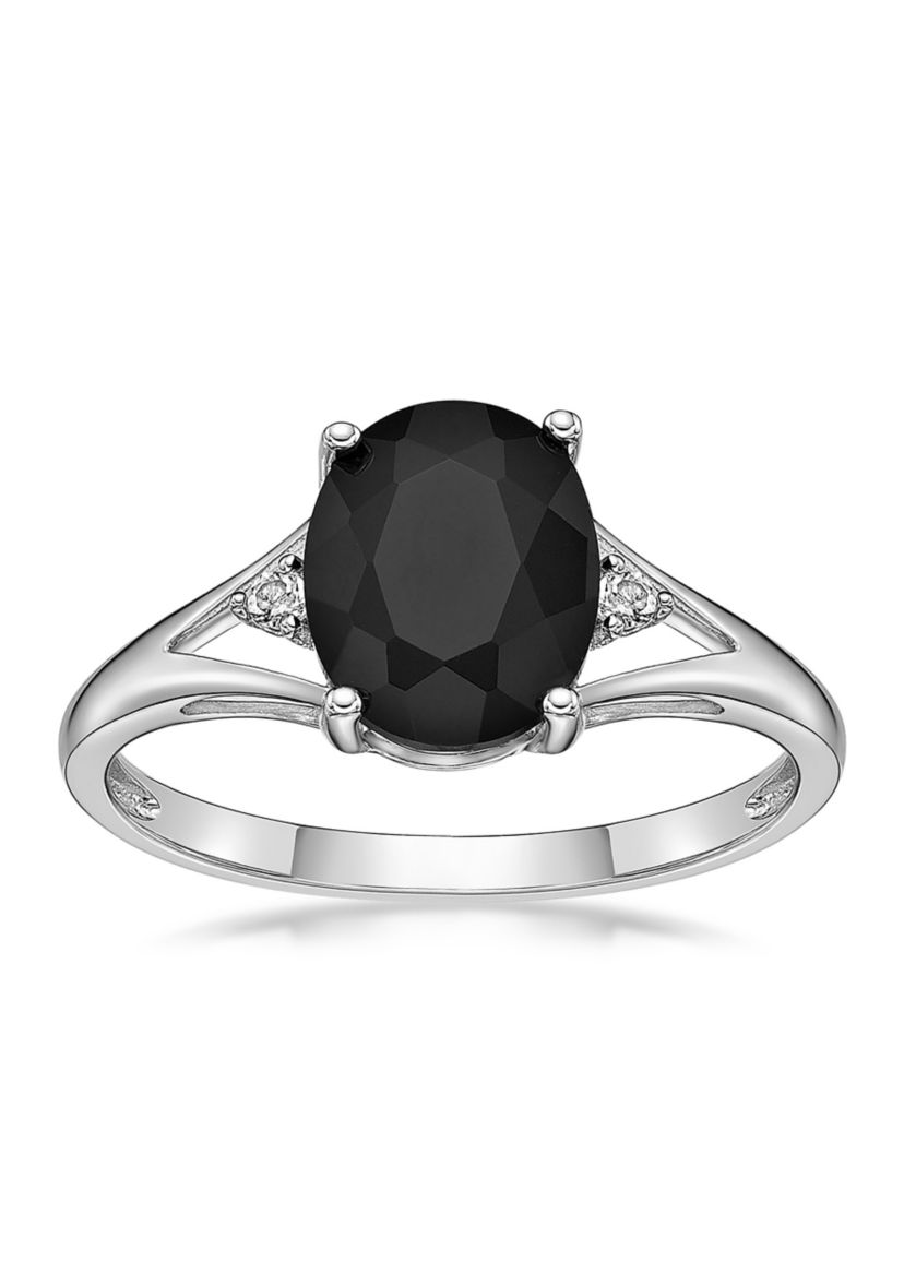1.9 ct. t.w. Black Onyx and 1/10 ct. t.w. White Topaz Ring in Sterling Silver
