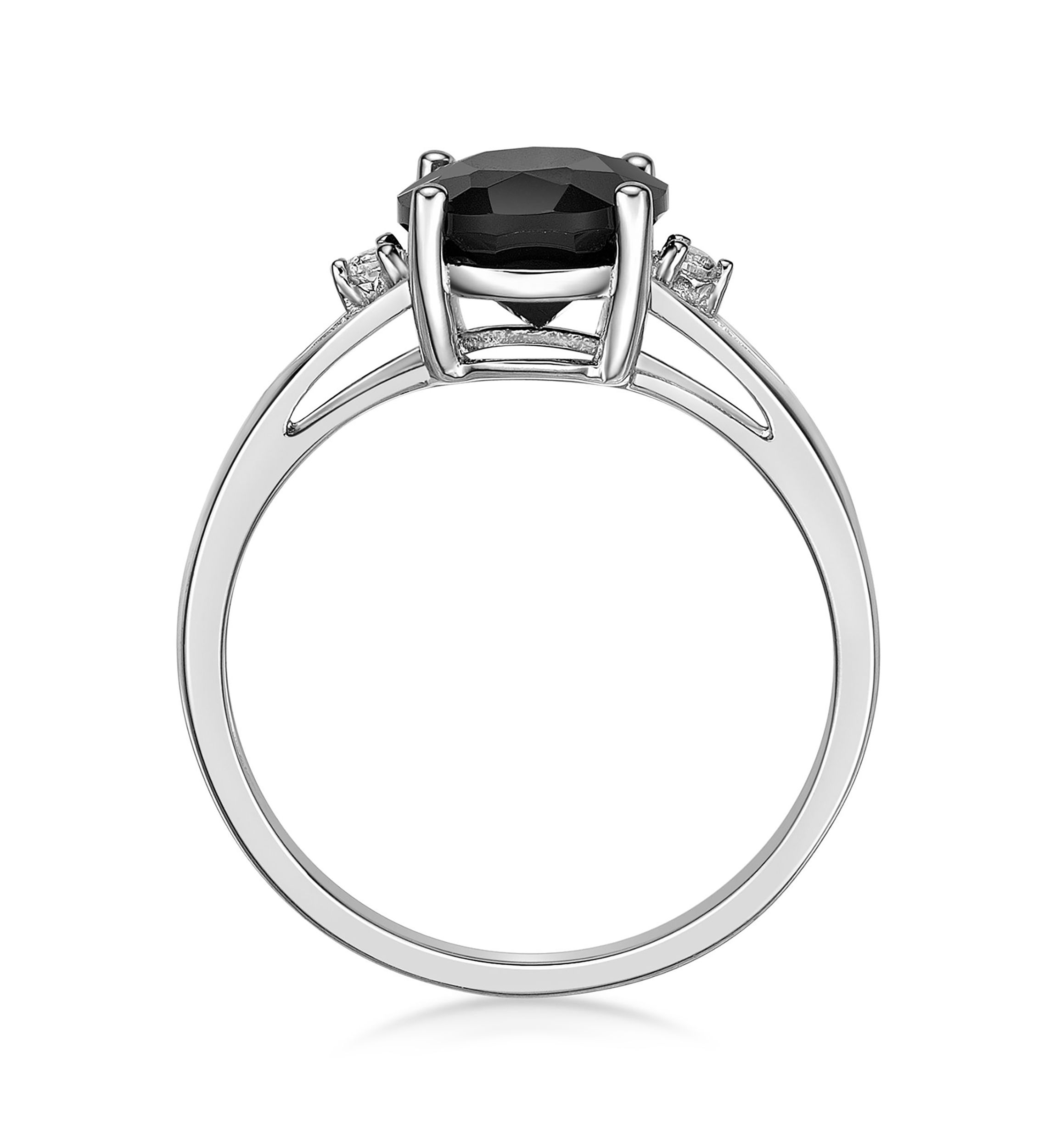 1.9 ct. t.w. Black Onyx and 1/10 ct. t.w. White Topaz Ring in Sterling Silver