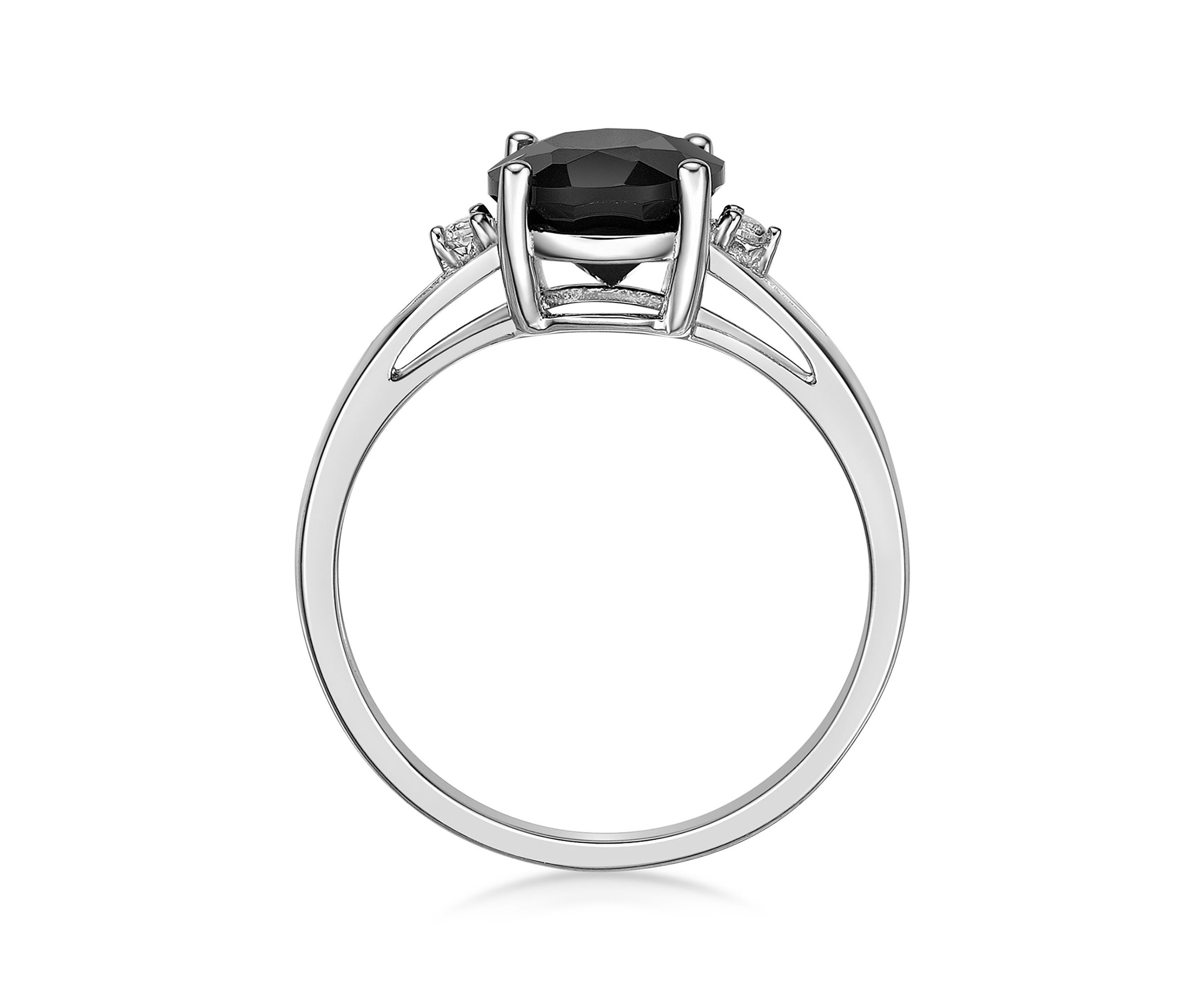 1.9 ct. t.w. Black Onyx and 1/10 ct. t.w. White Topaz Ring in Sterling Silver