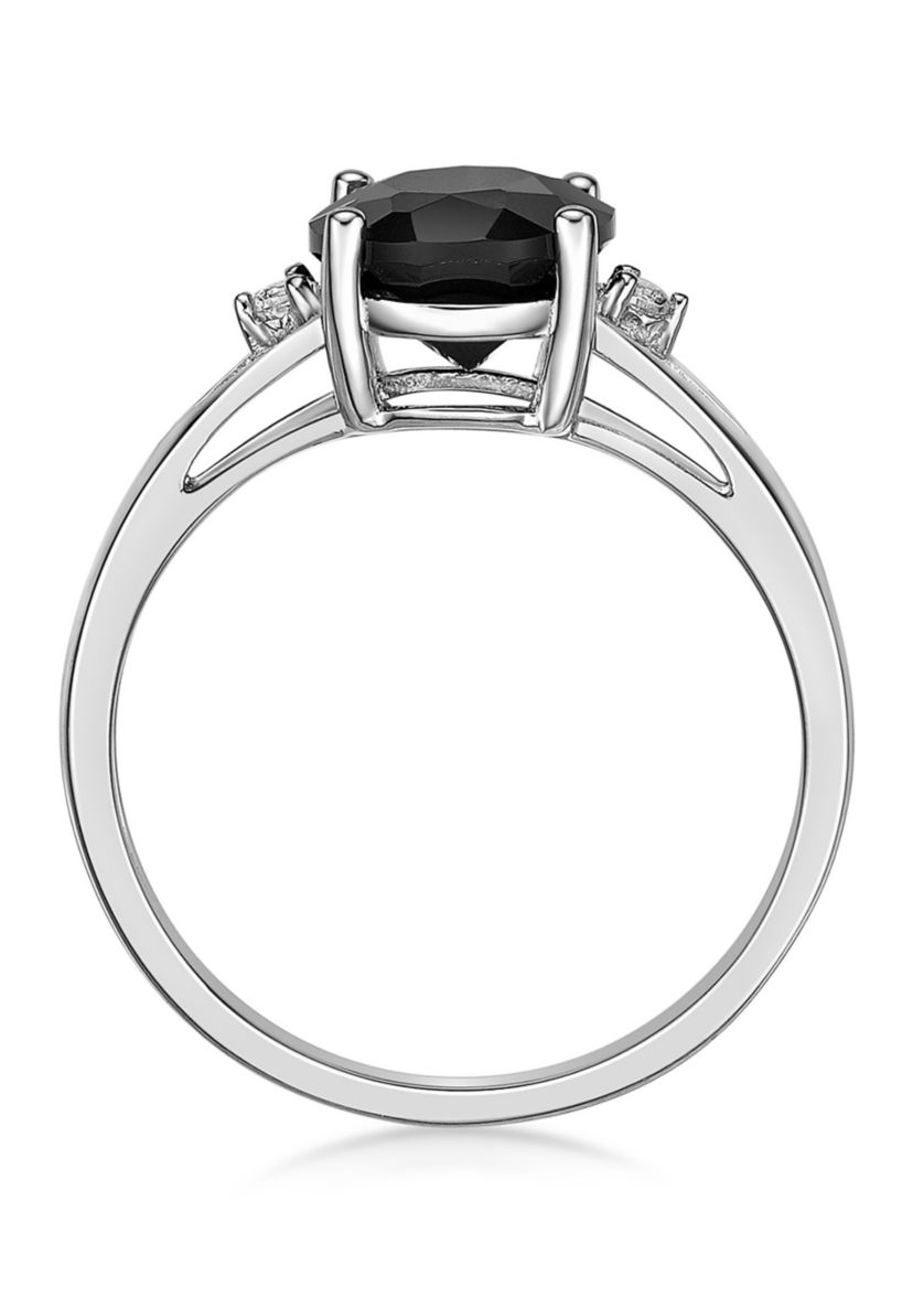 1.9 ct. t.w. Black Onyx and 1/10 ct. t.w. White Topaz Ring in Sterling Silver