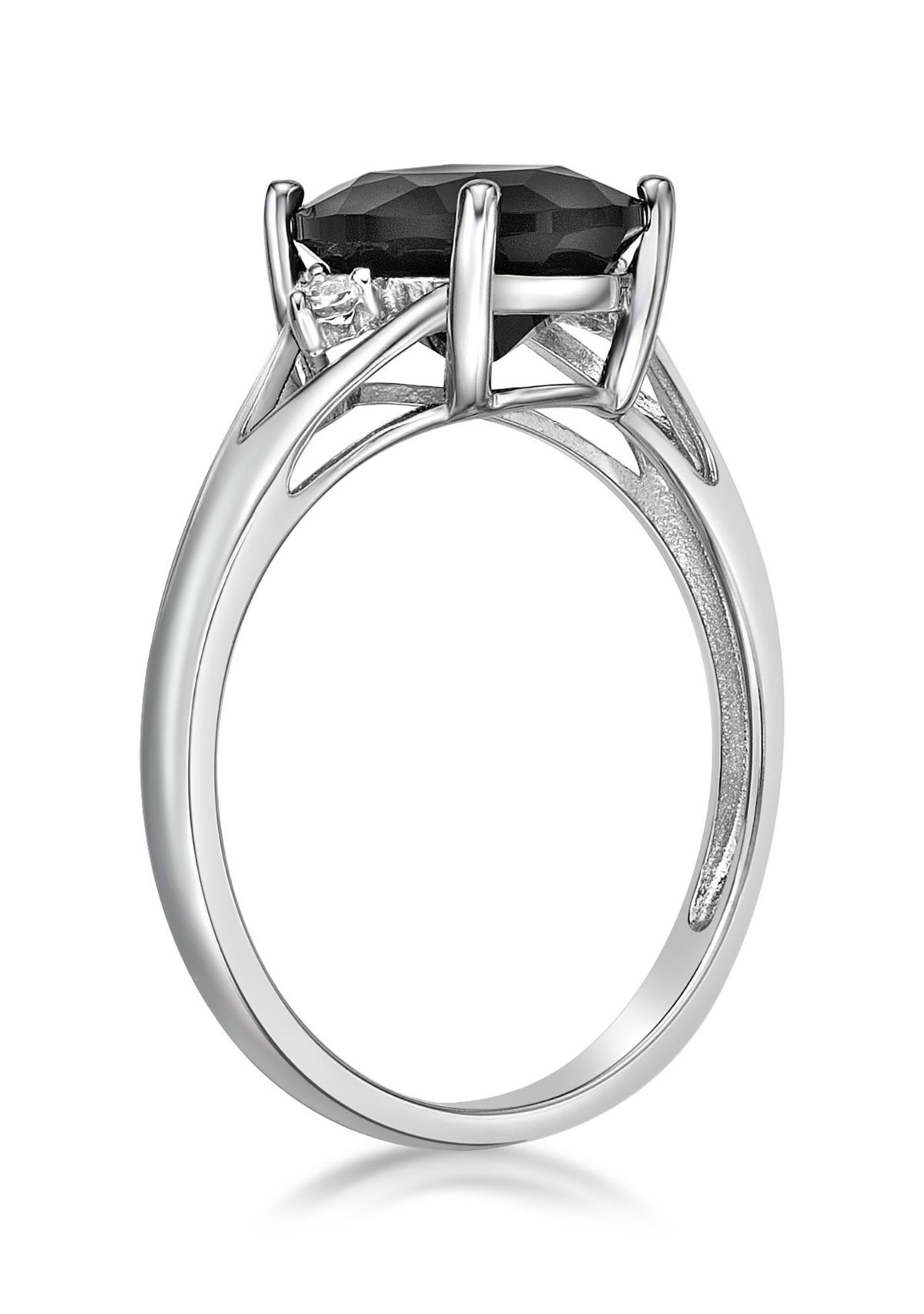 1.9 ct. t.w. Black Onyx and 1/10 ct. t.w. White Topaz Ring in Sterling Silver