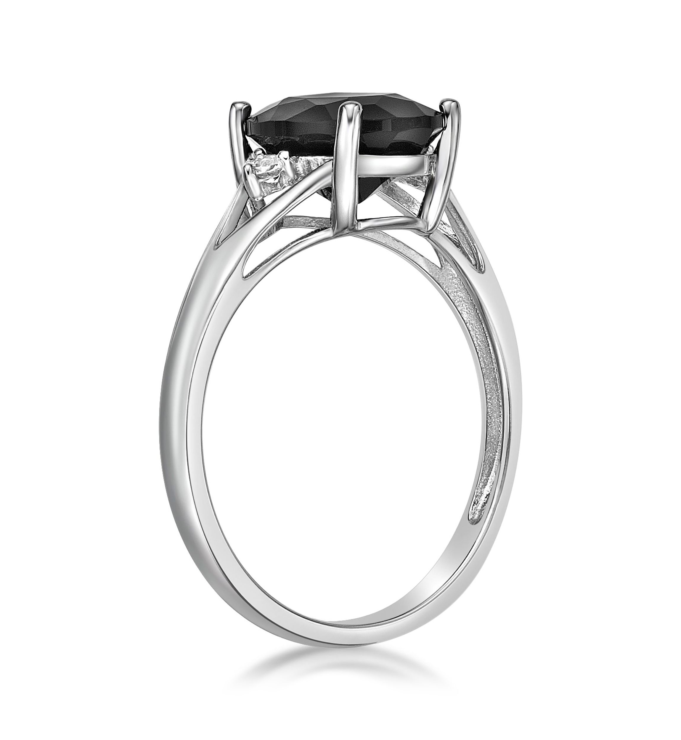 1.9 ct. t.w. Black Onyx and 1/10 ct. t.w. White Topaz Ring in Sterling Silver