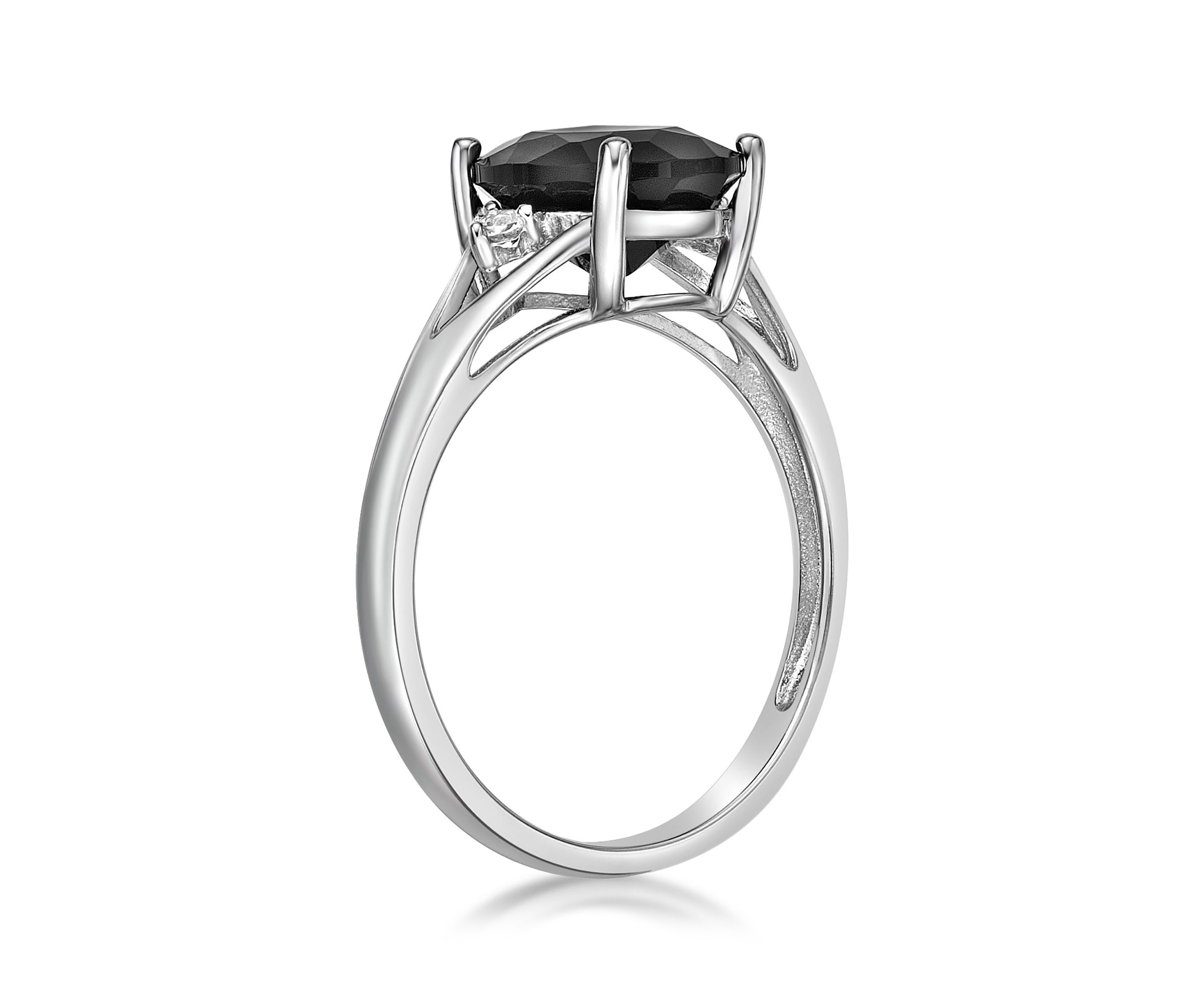 1.9 ct. t.w. Black Onyx and 1/10 ct. t.w. White Topaz Ring in Sterling Silver