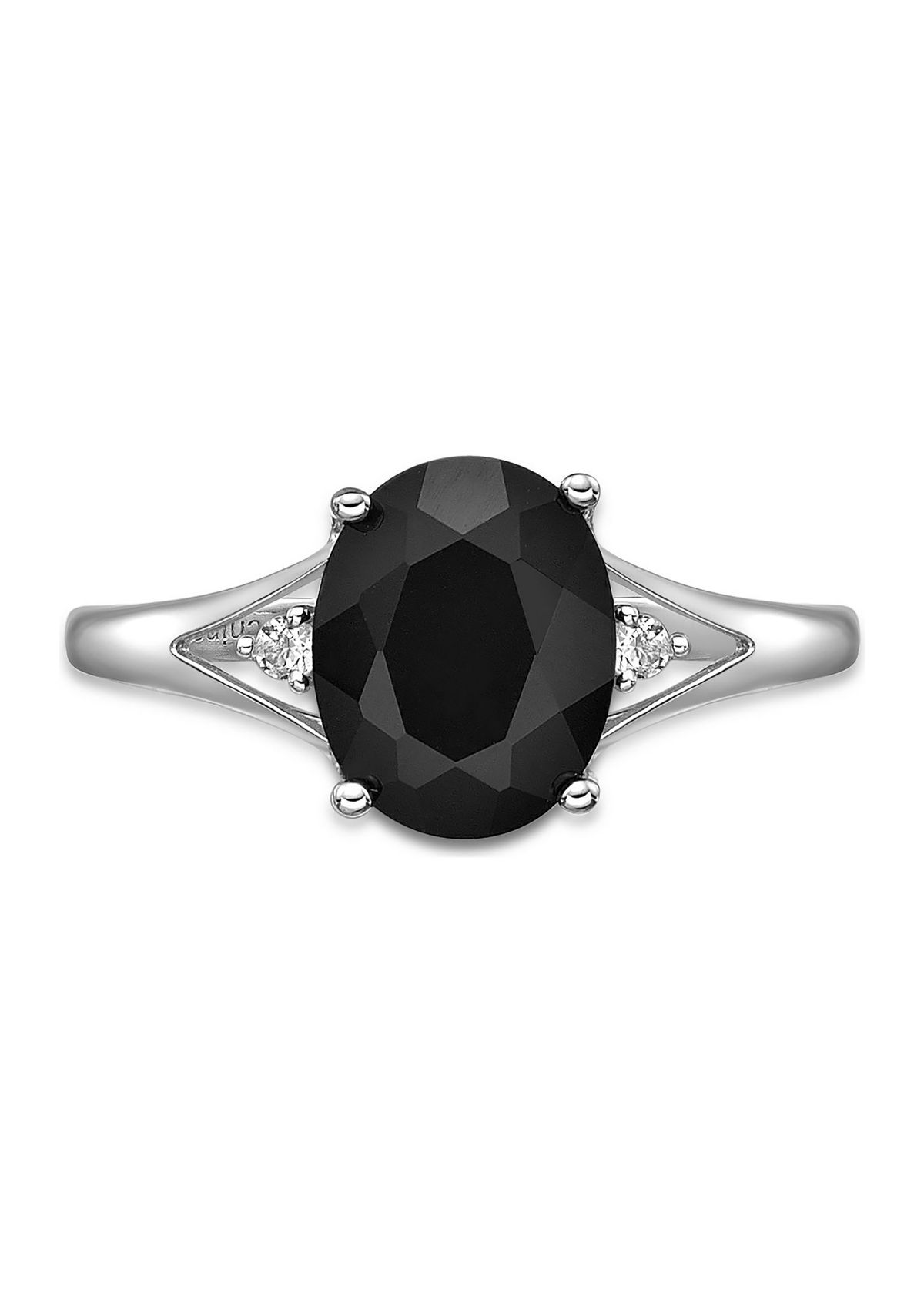 1.9 ct. t.w. Black Onyx and 1/10 ct. t.w. White Topaz Ring in Sterling Silver