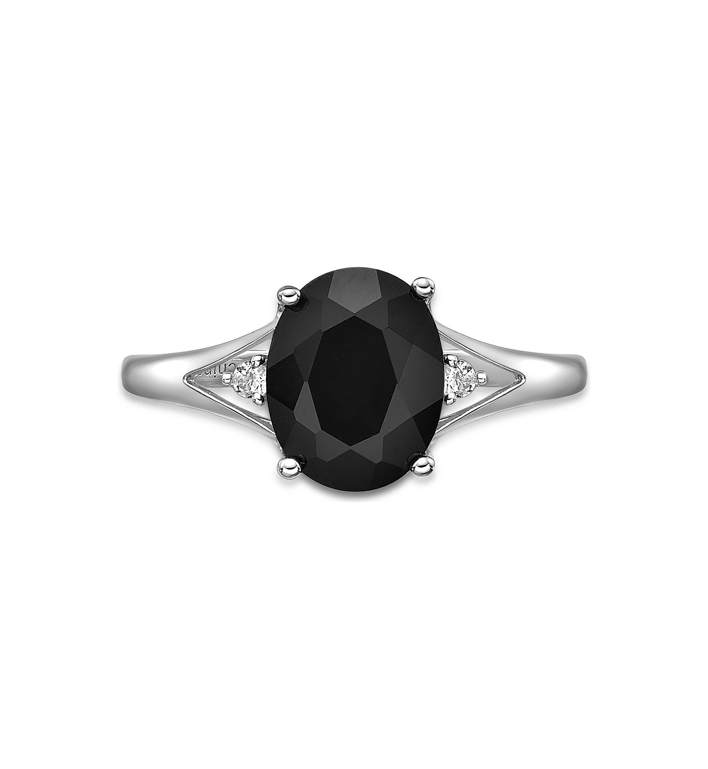1.9 ct. t.w. Black Onyx and 1/10 ct. t.w. White Topaz Ring in Sterling Silver