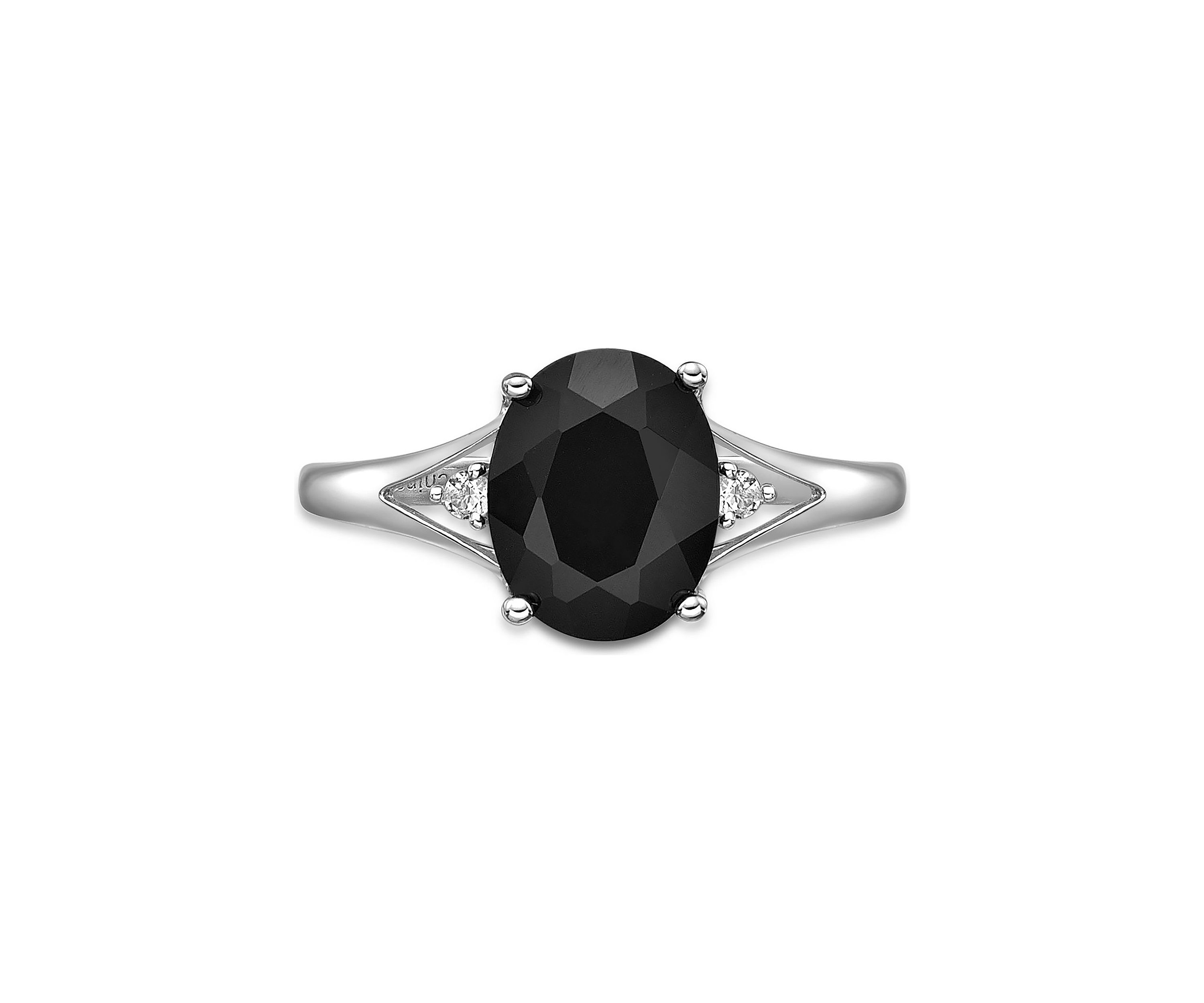 1.9 ct. t.w. Black Onyx and 1/10 ct. t.w. White Topaz Ring in Sterling Silver