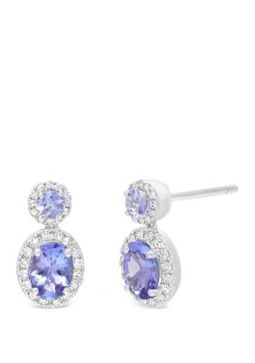 Belk  Co 11 ct tw Tanzanite and 14 ct tw Diamond Earrings White