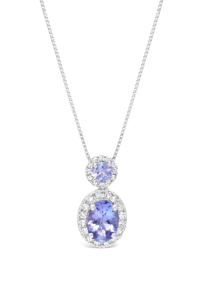 7/8 ct. t.w. Tanzanite and 1/5 ct. t.w. Diamond Pendant Necklace