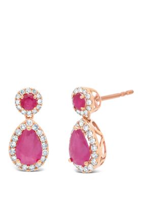 Belk & Co 1.2 Ct. T.w. Ruby And 1/4 Ct. T.w. Diamond Earrings