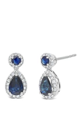 Belk & Co 1.34 Ct. T.w. Sapphire And 1/4 Ct. T.w. Diamond Earrings